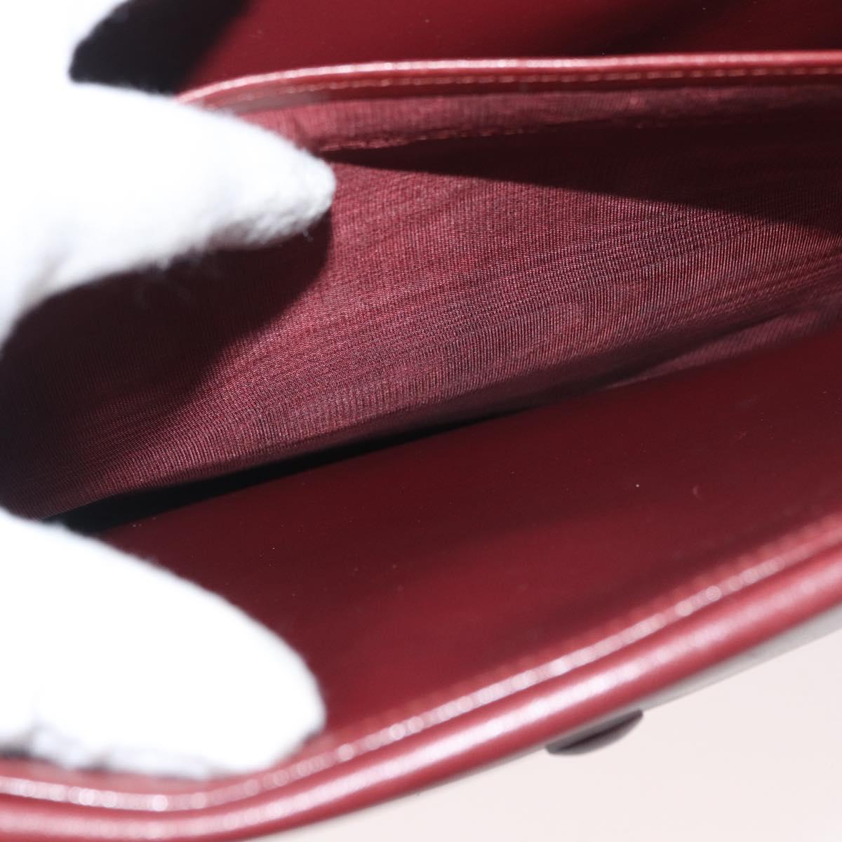 CARTIER Must Line Shoulder Bag Leather Bordeaux Gold Auth 182486