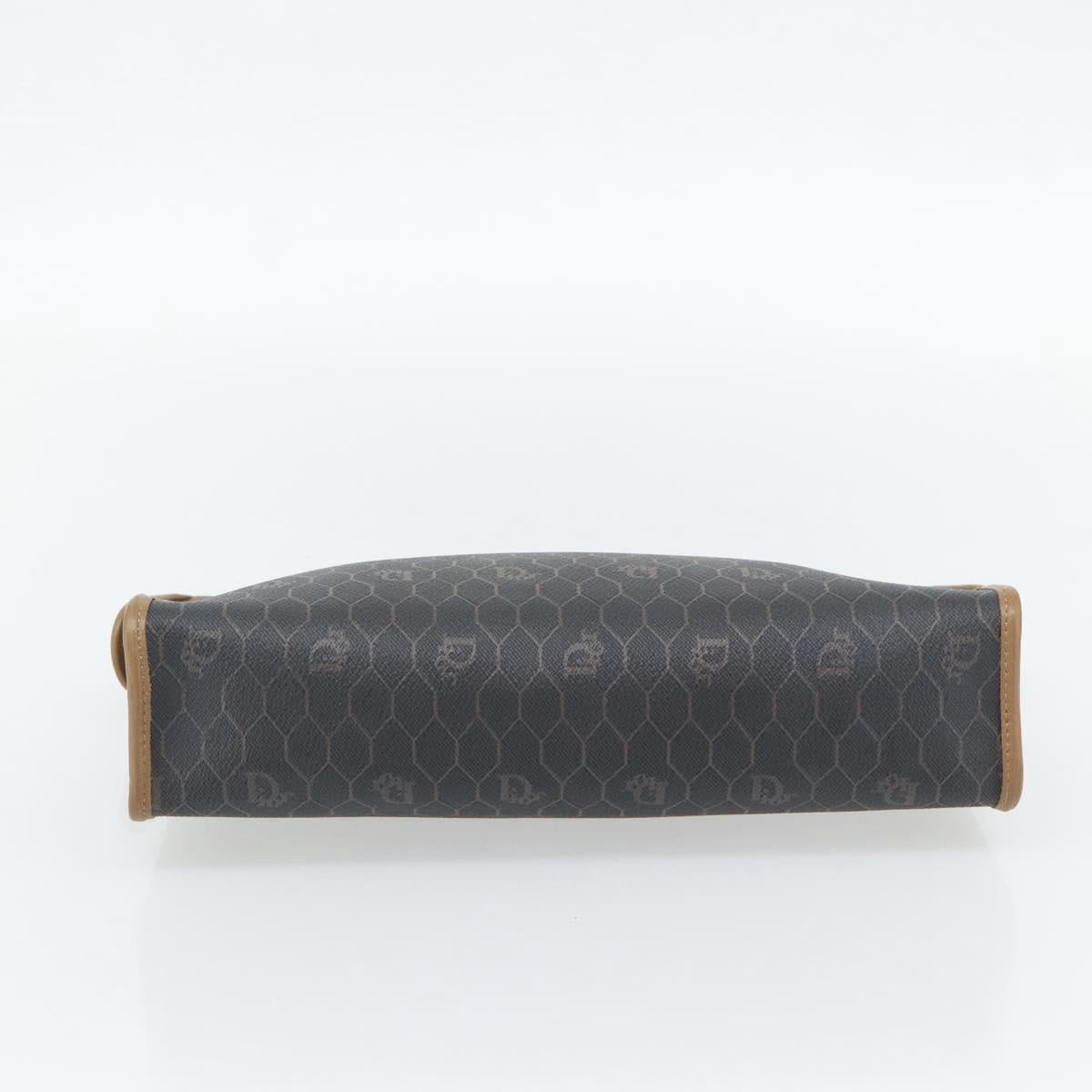 Christian Dior Honeycomb Canvas Clutch Bag PVC Black Gold Auth 182487