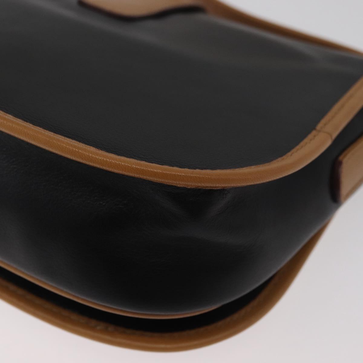 CELINE Shoulder Bag Leather Black Gold Auth 182488