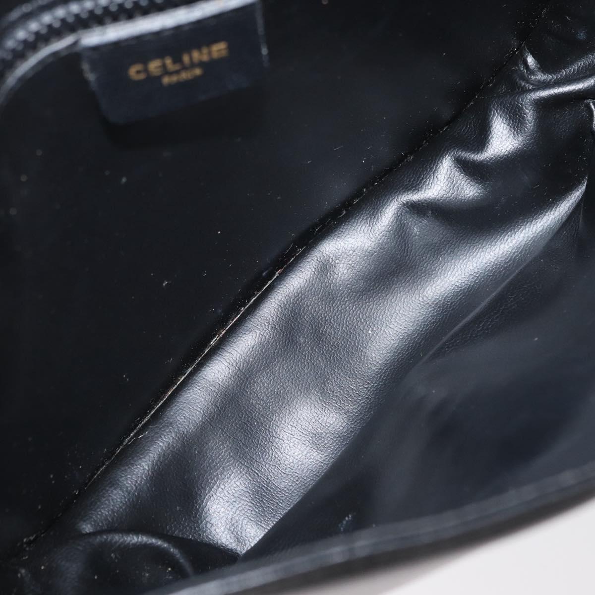 CELINE Shoulder Bag Leather Black Gold Auth 182488