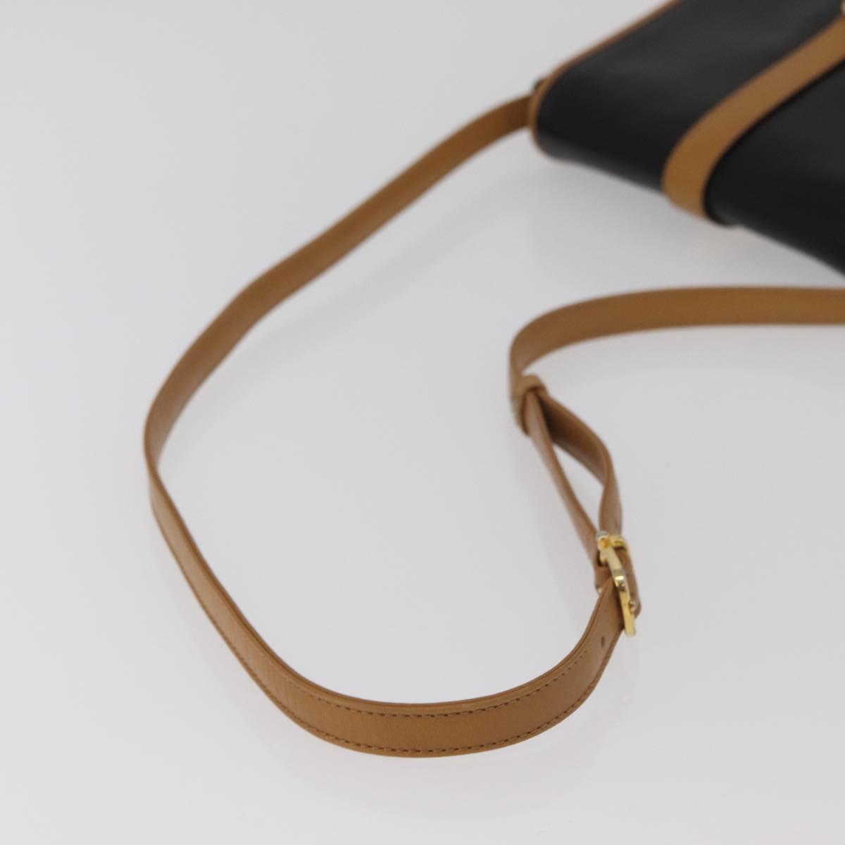 CELINE Shoulder Bag Leather Black Gold Auth 182488