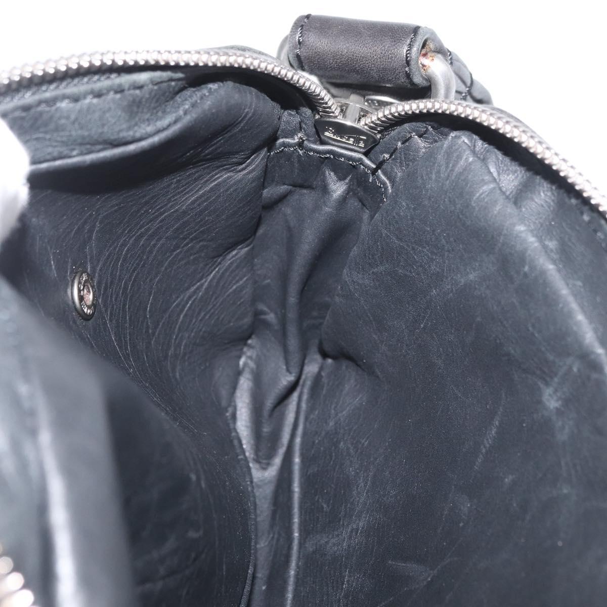 LOEWE Anagram Clutch Bag Leather Black Silver Auth 182493