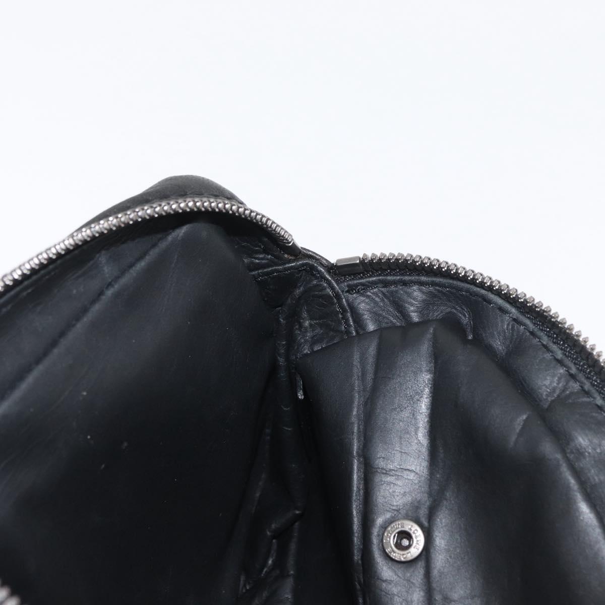 LOEWE Anagram Clutch Bag Leather Black Silver Auth 182493