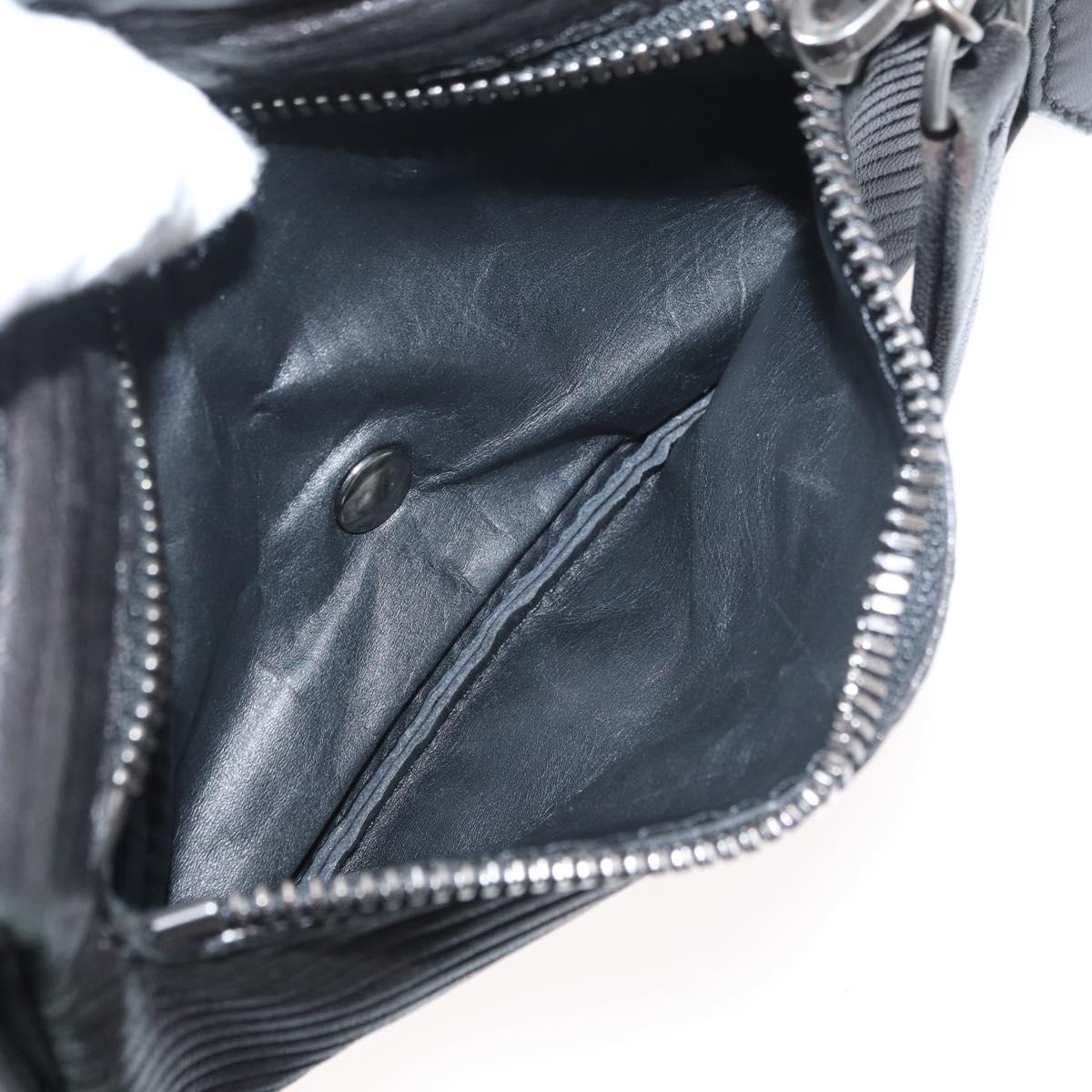 LOEWE Anagram Clutch Bag Leather Black Silver Auth 182493