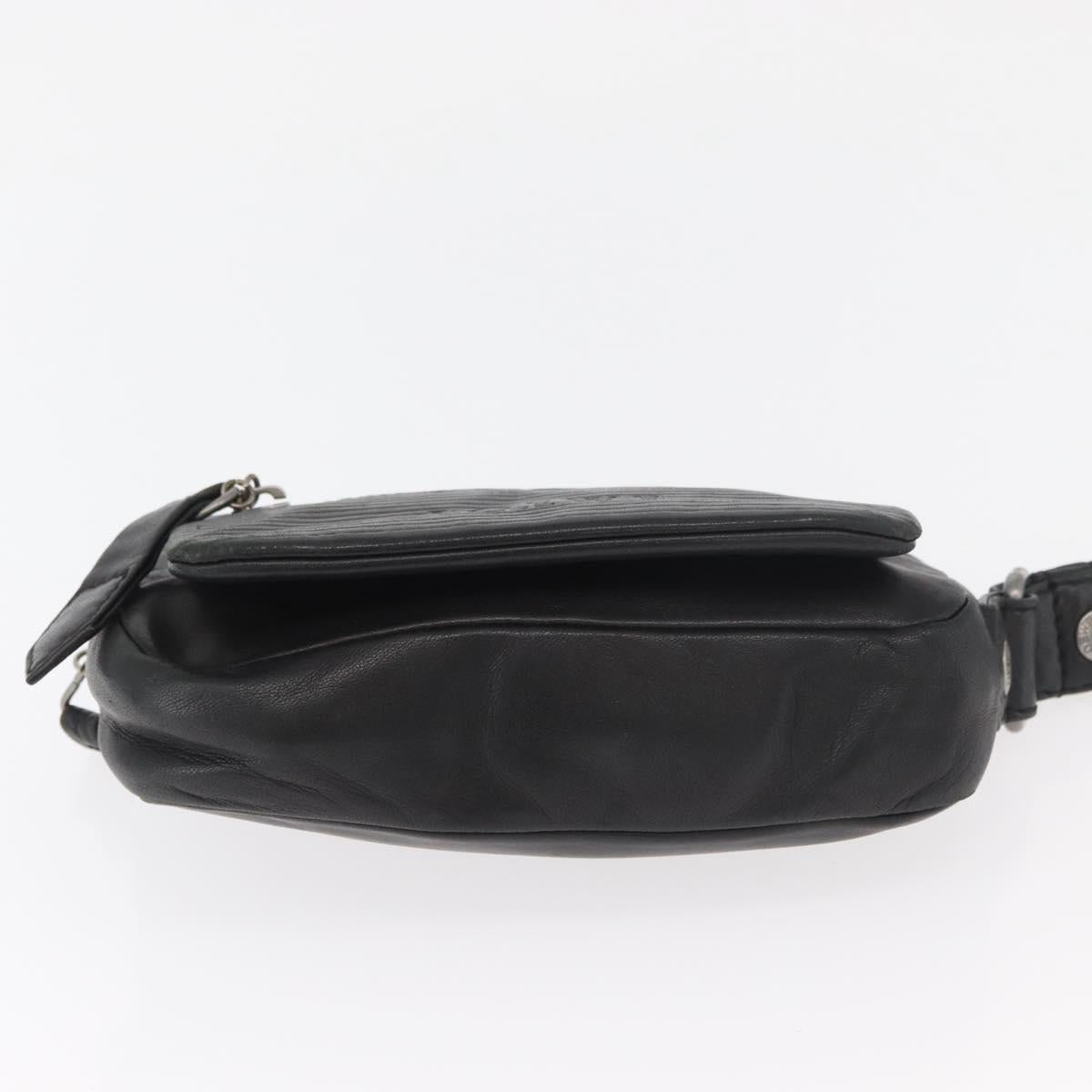 LOEWE Anagram Clutch Bag Leather Black Silver Auth 182493