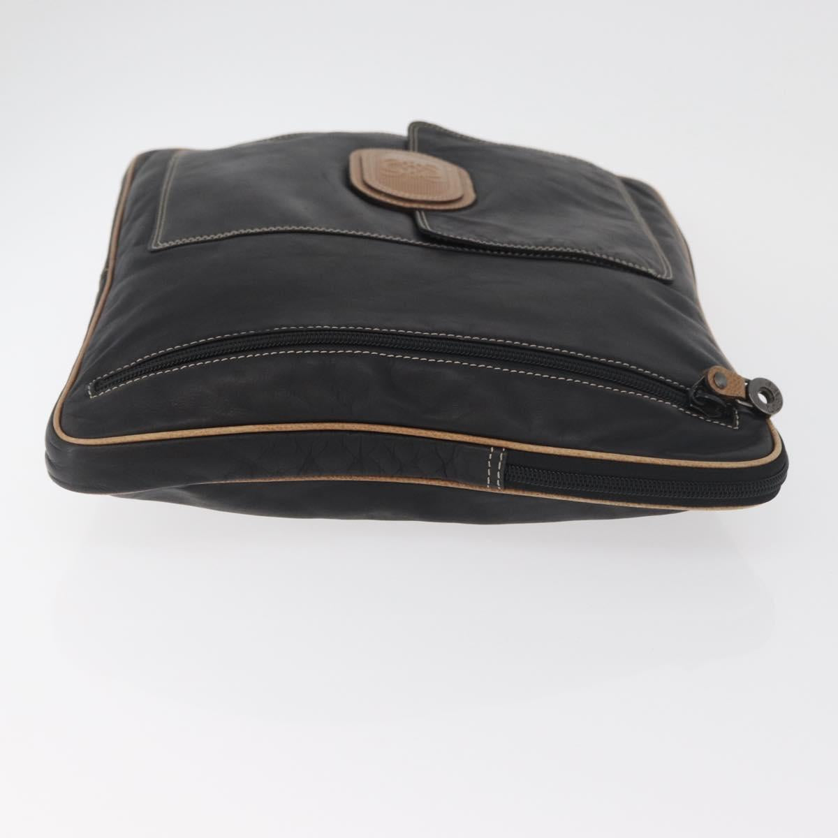 LOEWE Anagram Clutch Bag Leather Black Auth 182494