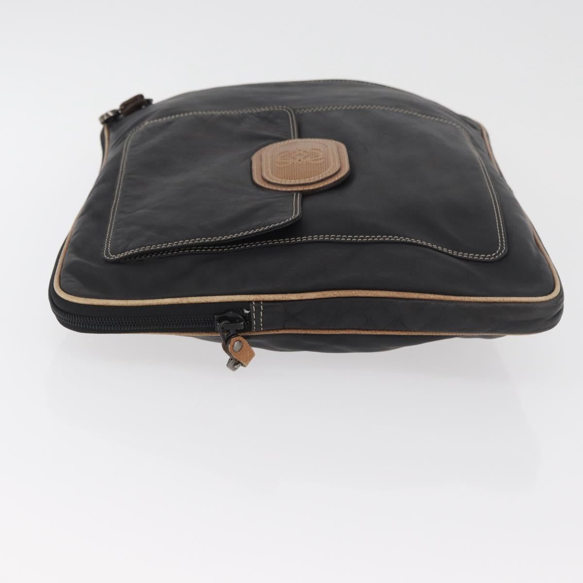 LOEWE Anagram Clutch Bag Leather Black Auth 182494