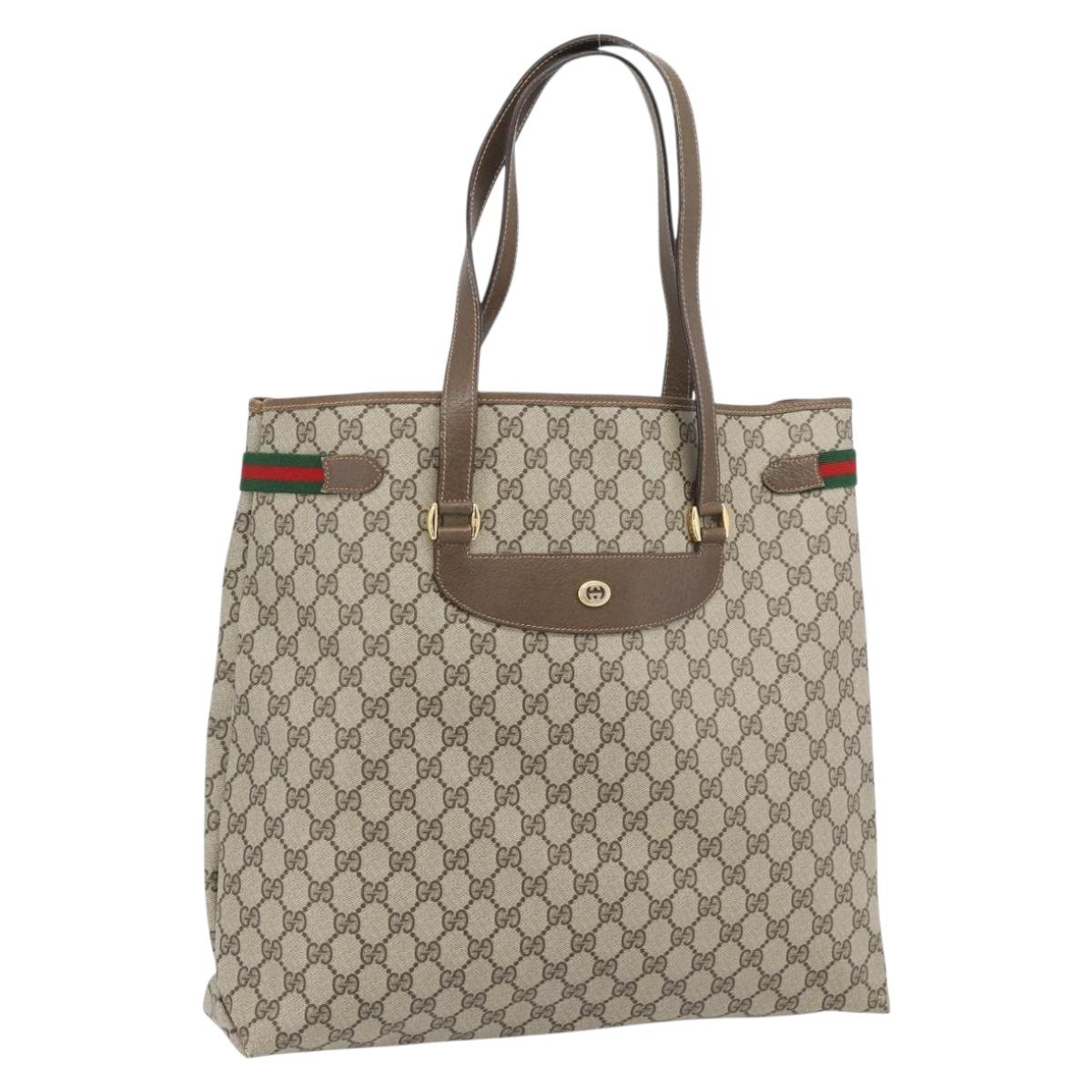 GUCCI GG Supreme Web Sherry Line Bag PVC Beige Red Green 39 02 091 Auth 182498