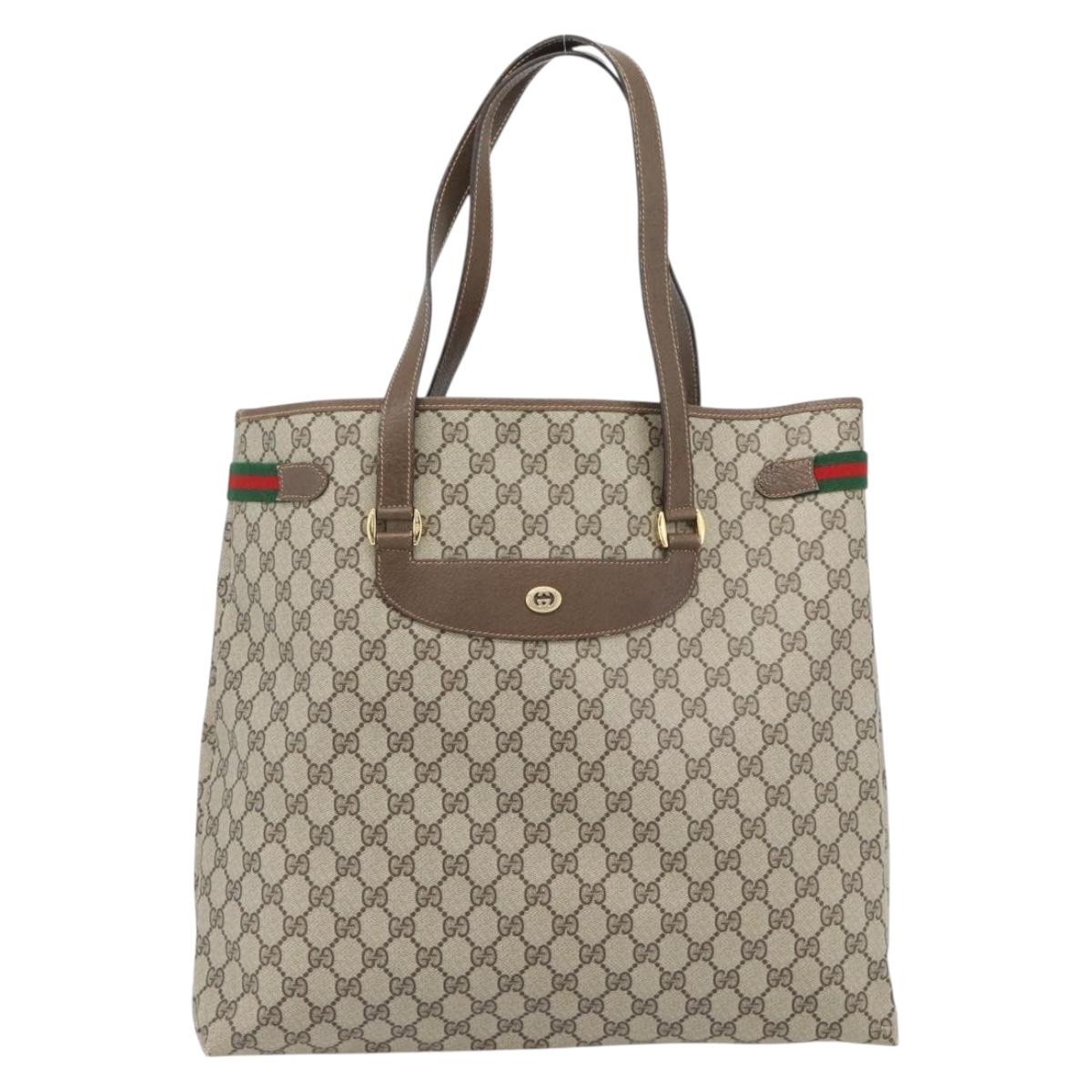 GUCCI GG Supreme Web Sherry Line Bag PVC Beige Red Green 39 02 091 Auth 182498