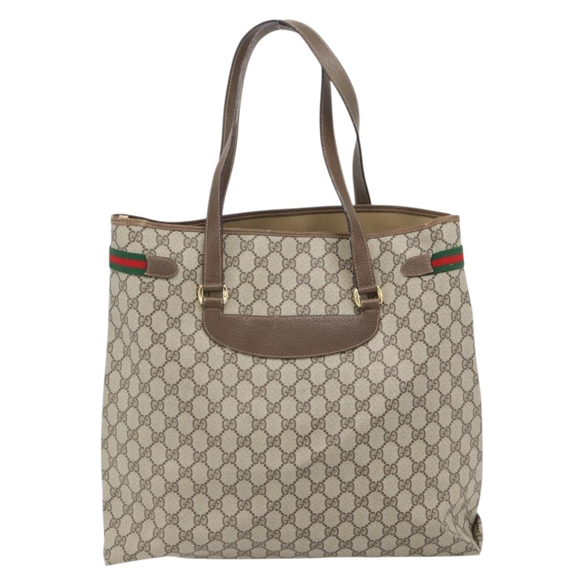 GUCCI GG Supreme Web Sherry Line Bag PVC Beige Red Green 39 02 091 Auth 182498