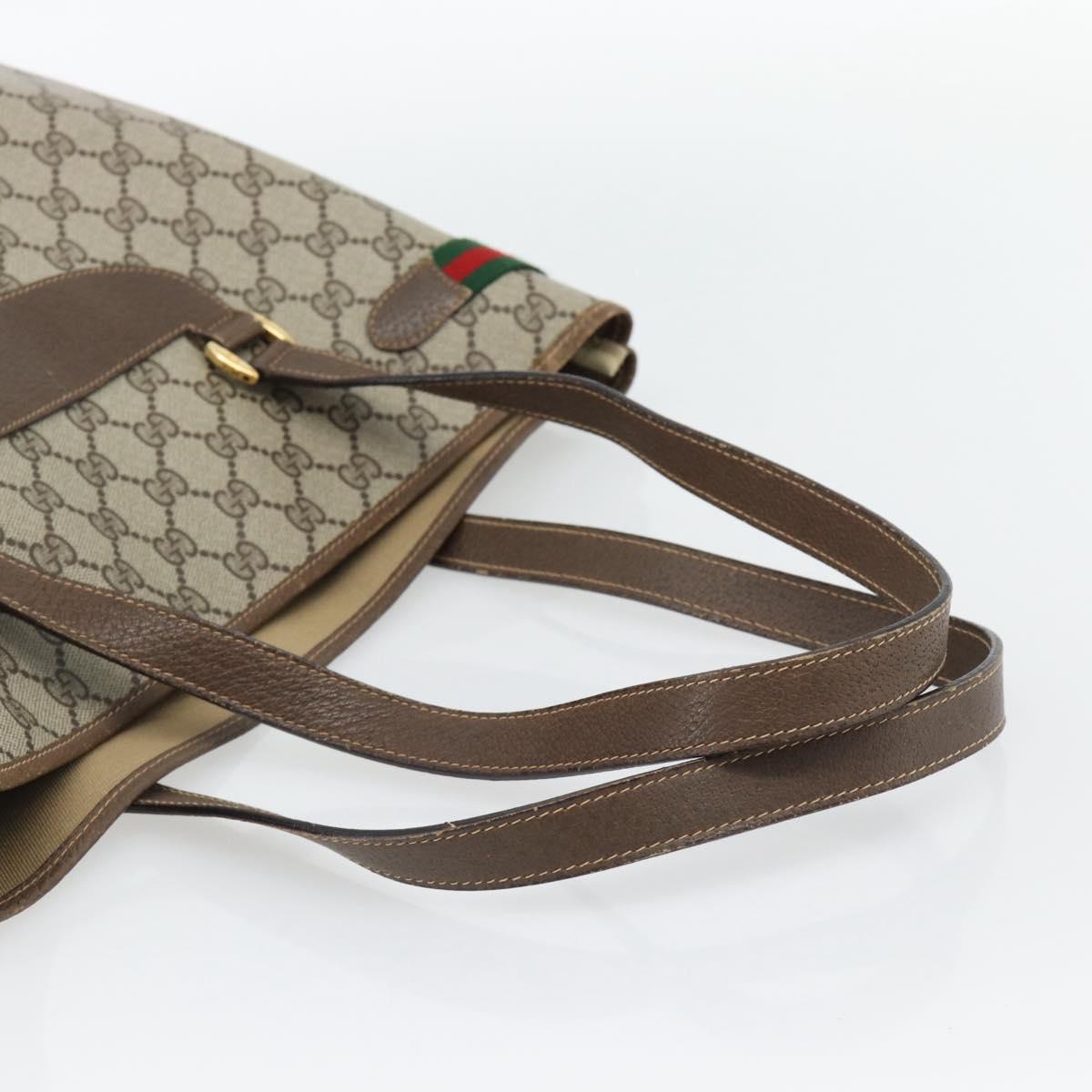 GUCCI GG Supreme Web Sherry Line Bag PVC Beige Red Green 39 02 091 Auth 182498