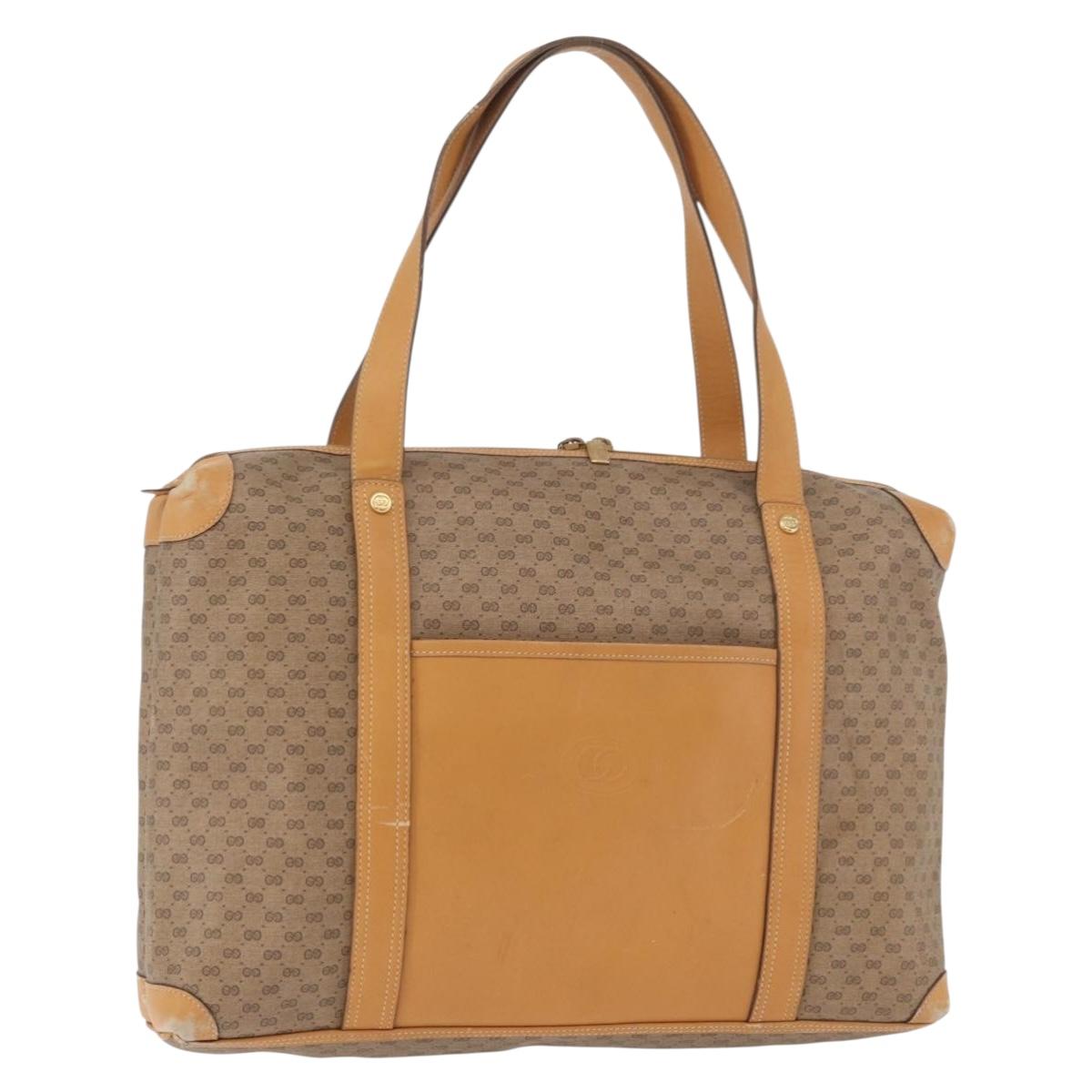 GUCCI Micro GG Supreme Hand Bag PVC Beige Gold Auth 182499