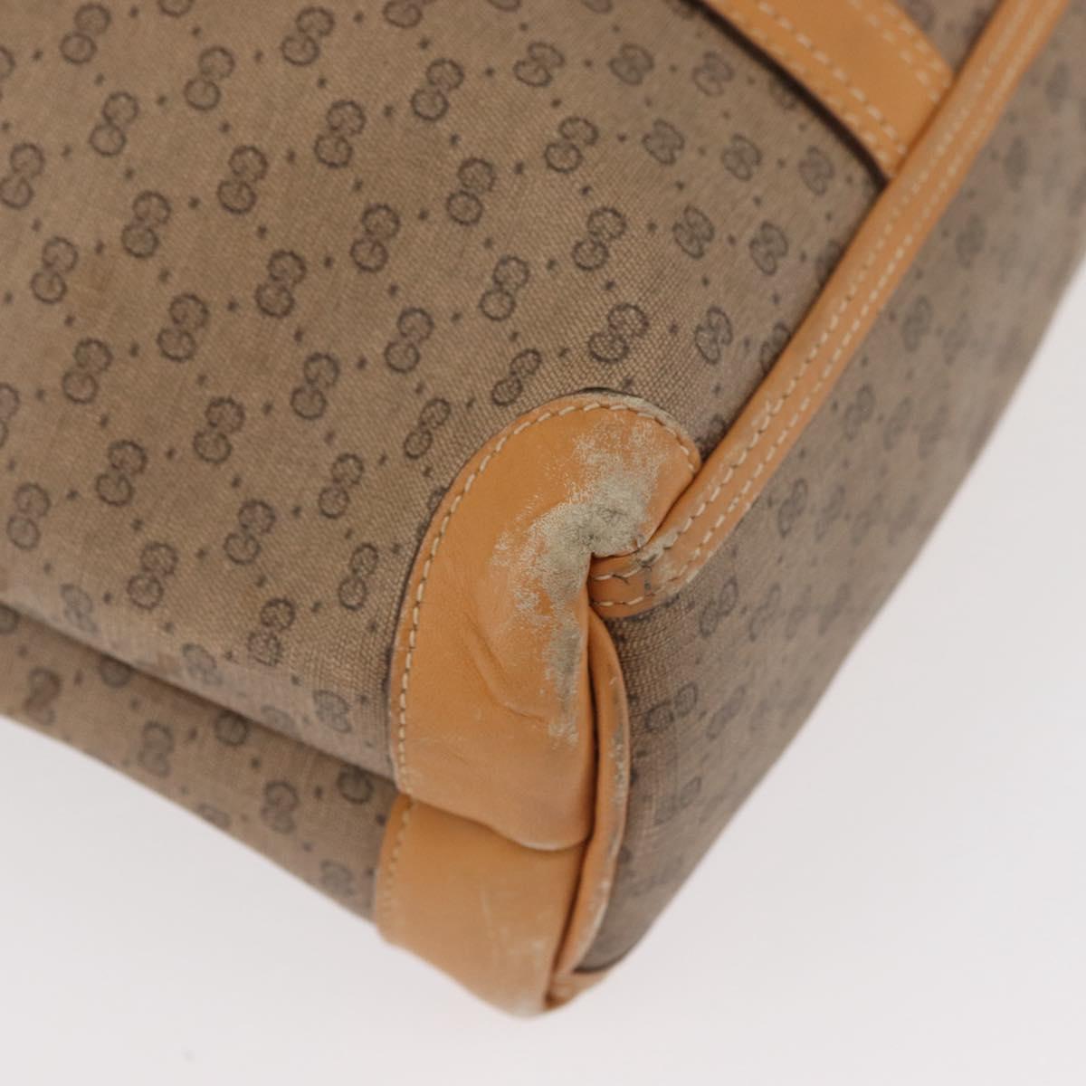 GUCCI Micro GG Supreme Hand Bag PVC Beige Gold Auth 182499