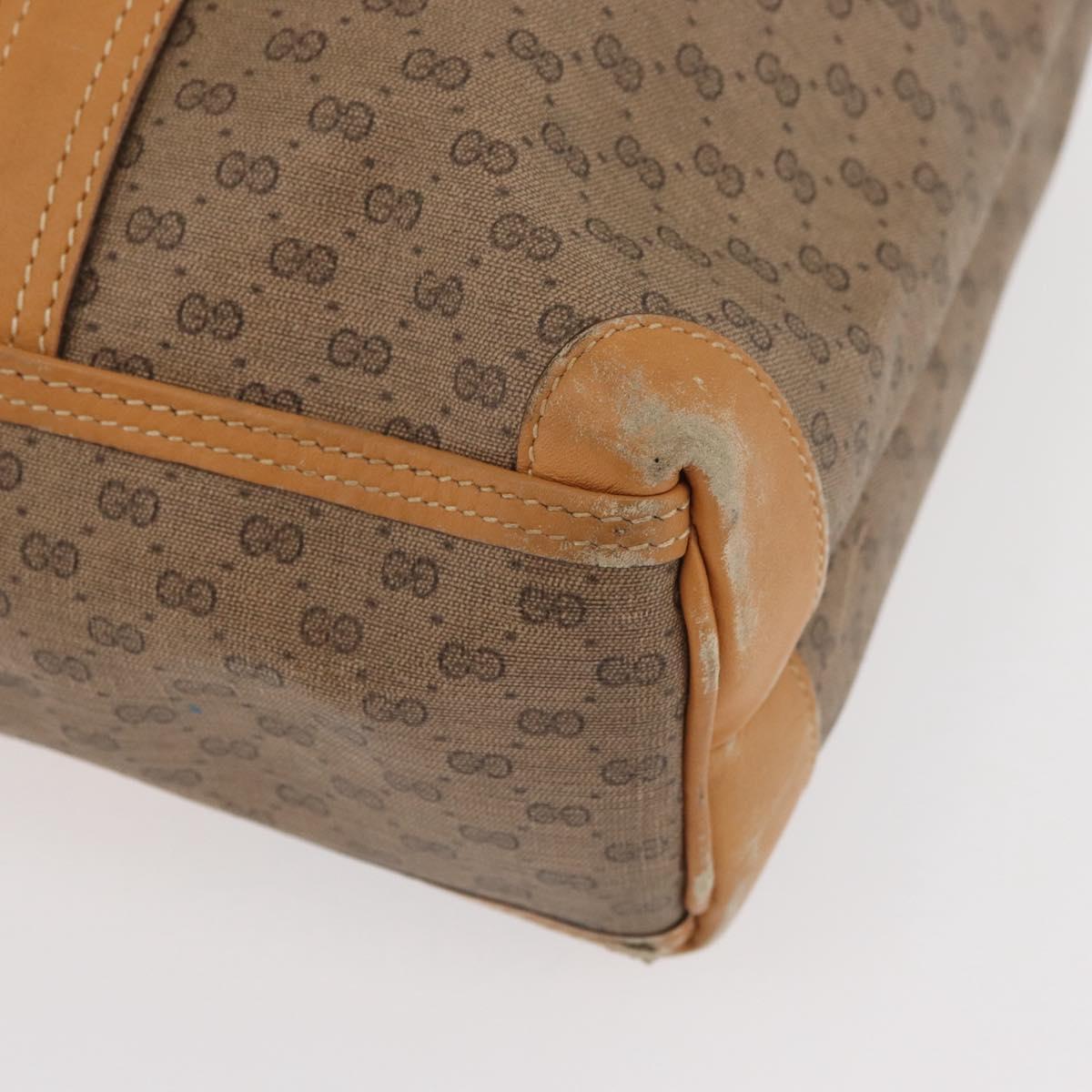 GUCCI Micro GG Supreme Hand Bag PVC Beige Gold Auth 182499