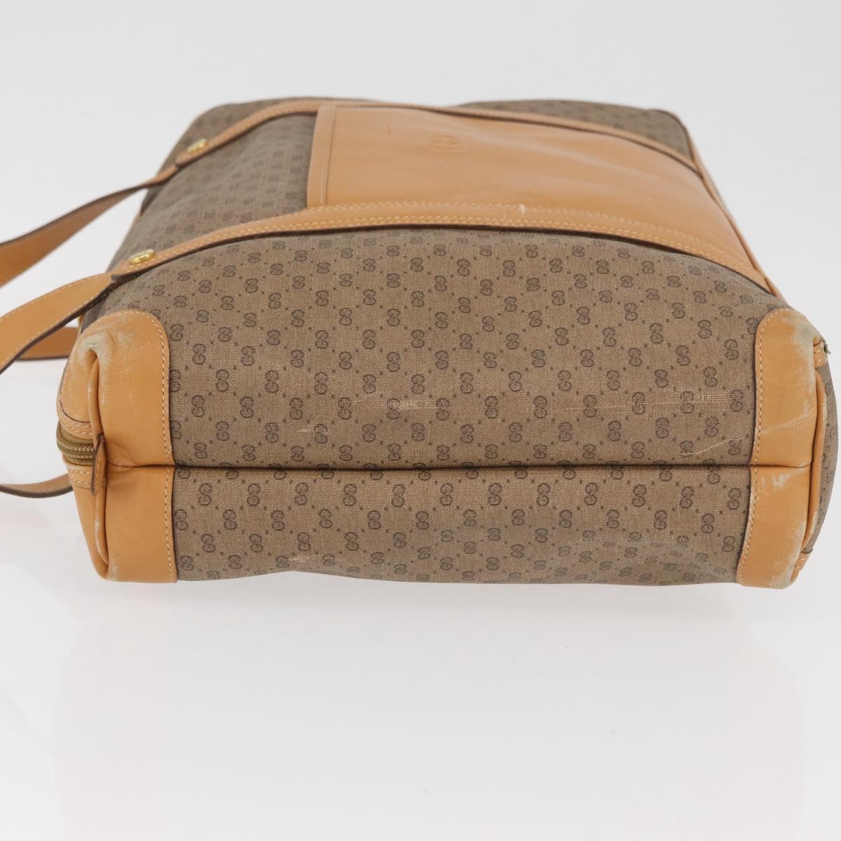 GUCCI Micro GG Supreme Hand Bag PVC Beige Gold Auth 182499
