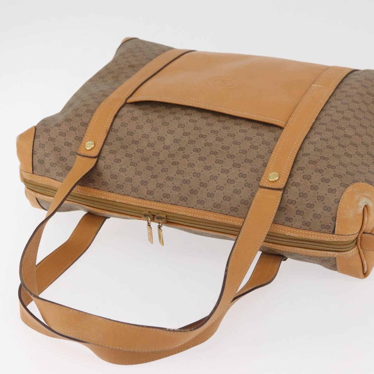 GUCCI Micro GG Supreme Hand Bag PVC Beige Gold Auth 182499