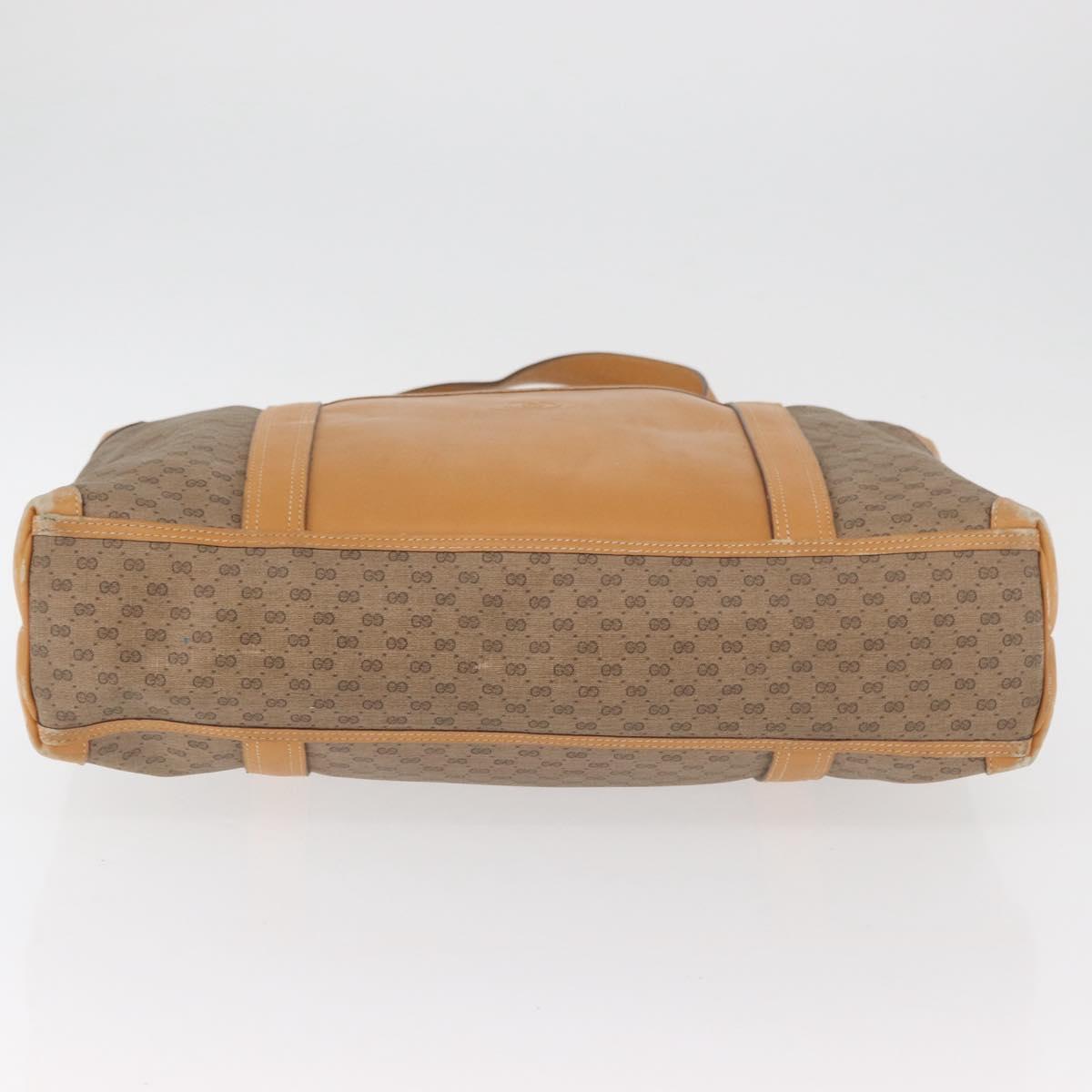 GUCCI Micro GG Supreme Hand Bag PVC Beige Gold Auth 182499