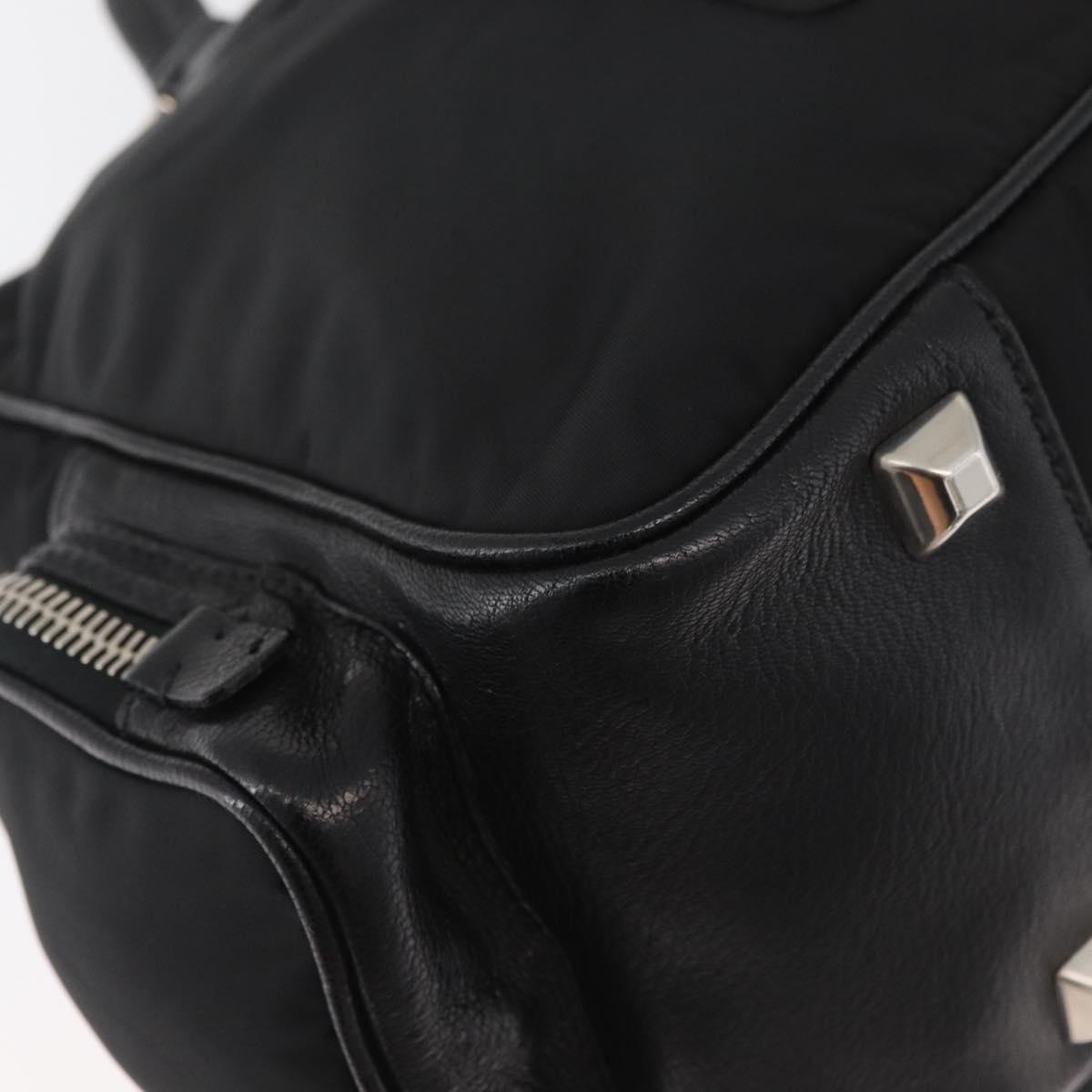 PRADA Hand Bag Nylon Black Silver Auth 182500V