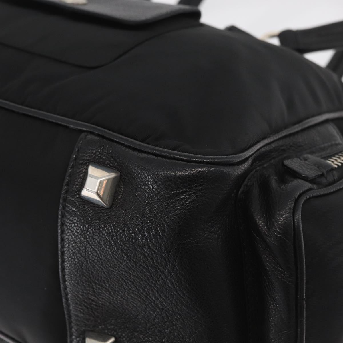 PRADA Hand Bag Nylon Black Silver Auth 182500V