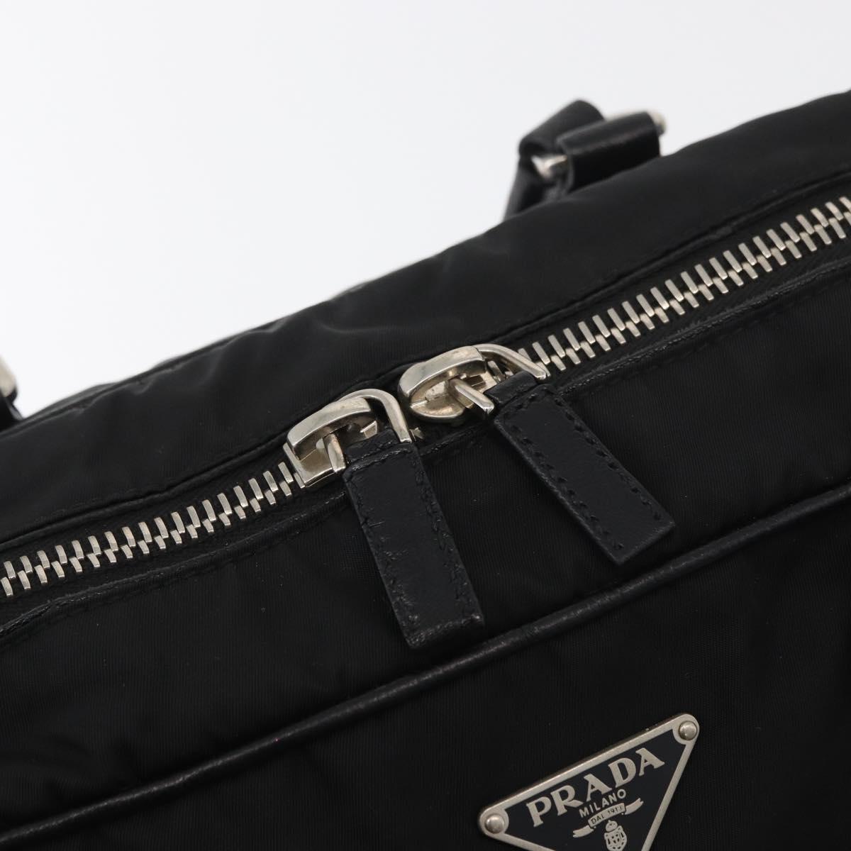 PRADA Hand Bag Nylon Black Silver Auth 182500V