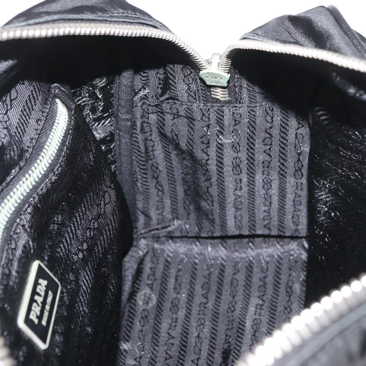 PRADA Hand Bag Nylon Black Silver Auth 182500V