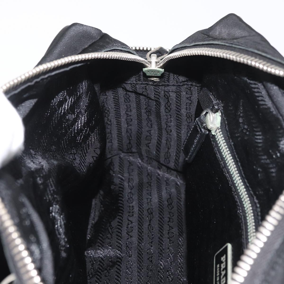 PRADA Hand Bag Nylon Black Silver Auth 182500V