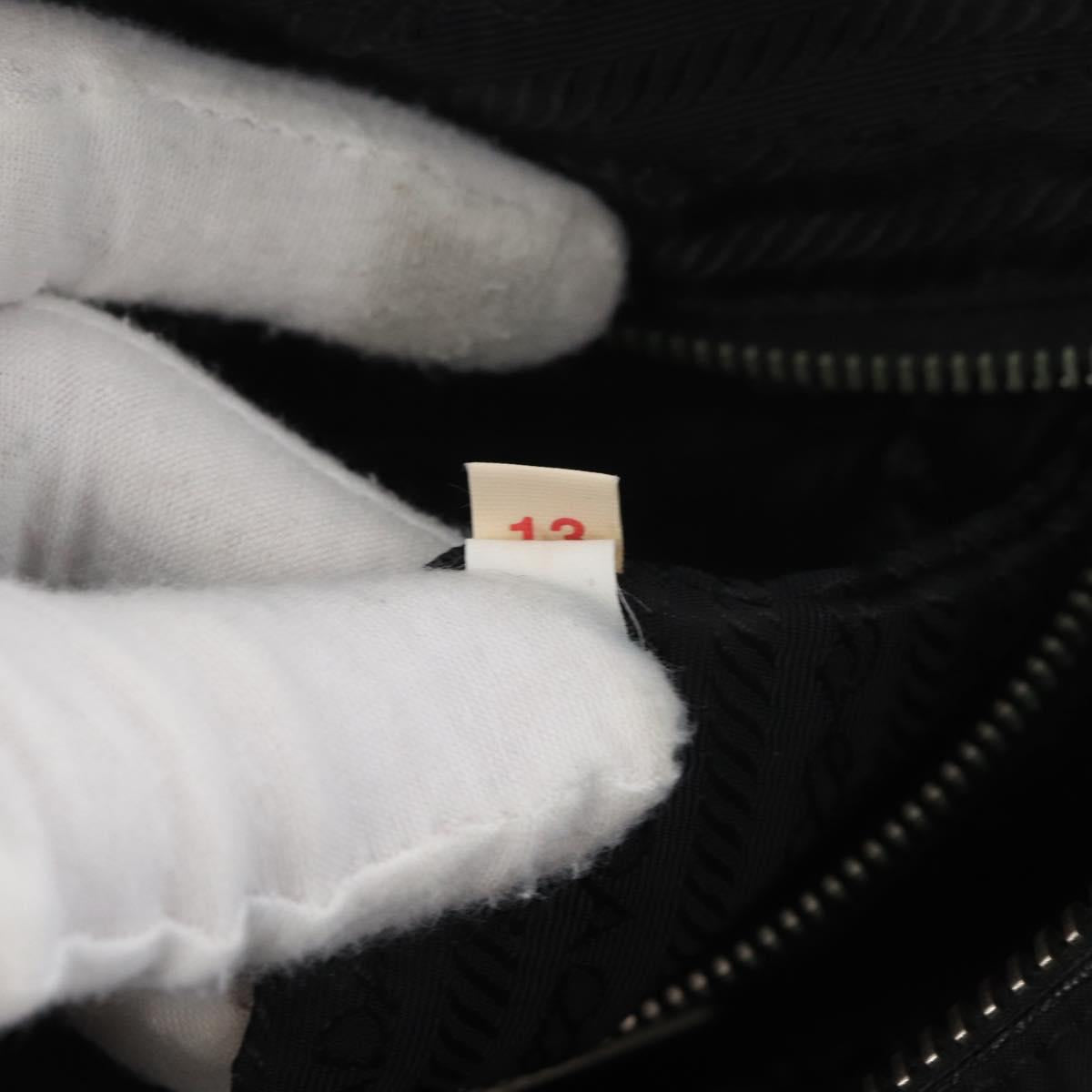 PRADA Hand Bag Nylon Black Silver Auth 182500V
