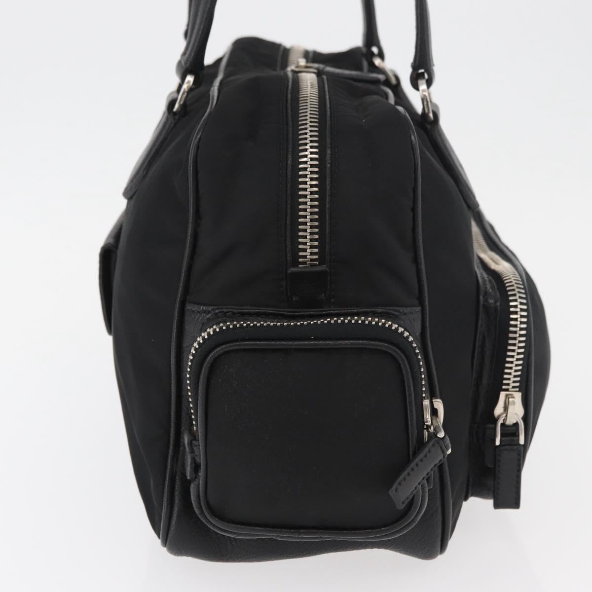 PRADA Hand Bag Nylon Black Silver Auth 182500V
