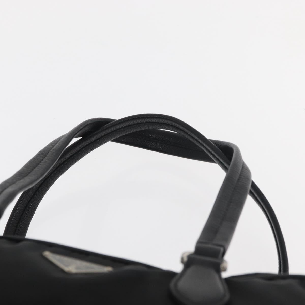 PRADA Hand Bag Nylon Black Silver Auth 182500V