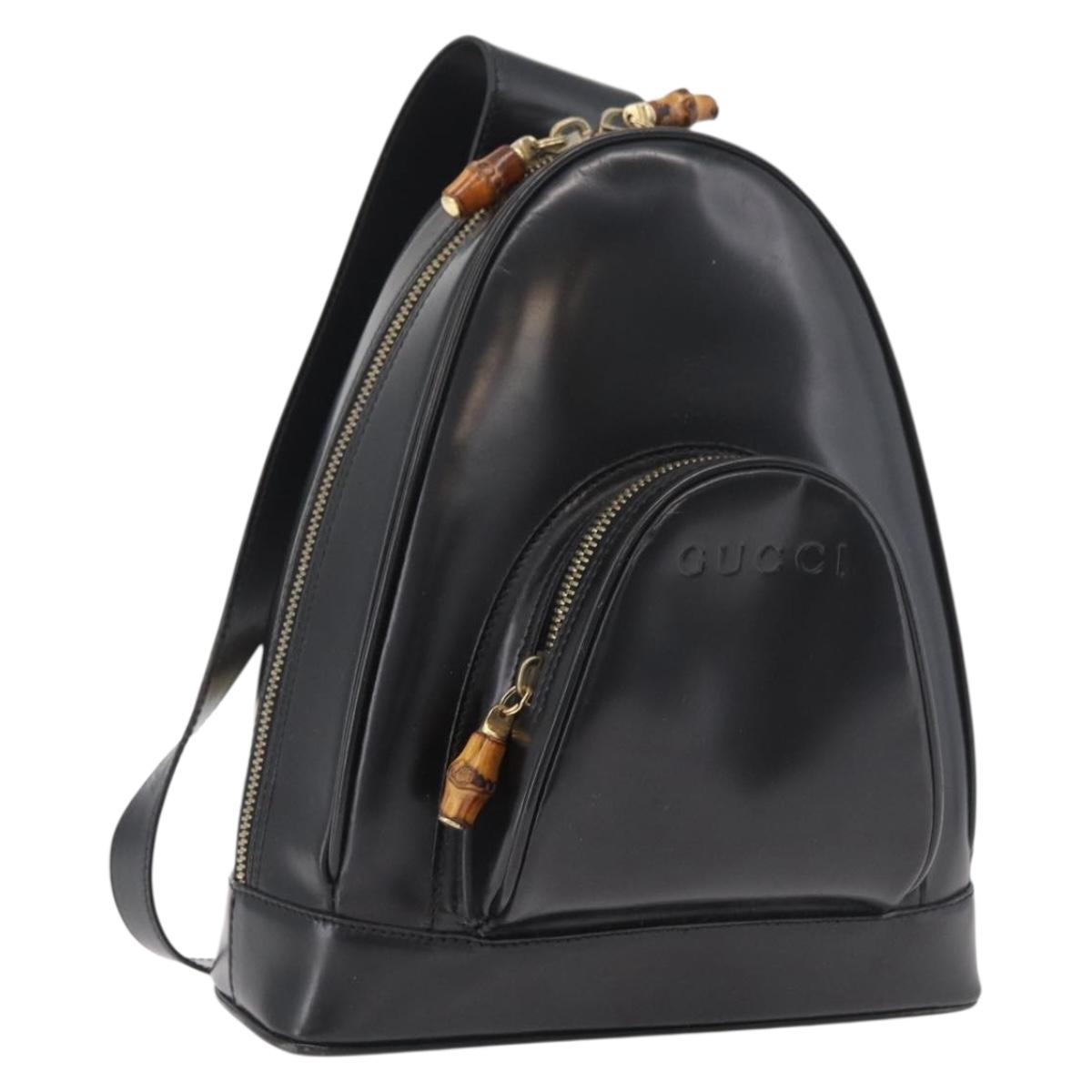 GUCCI Bamboo Body Bag Patent leather Brown Gold 003 3444 0127 Auth 182503