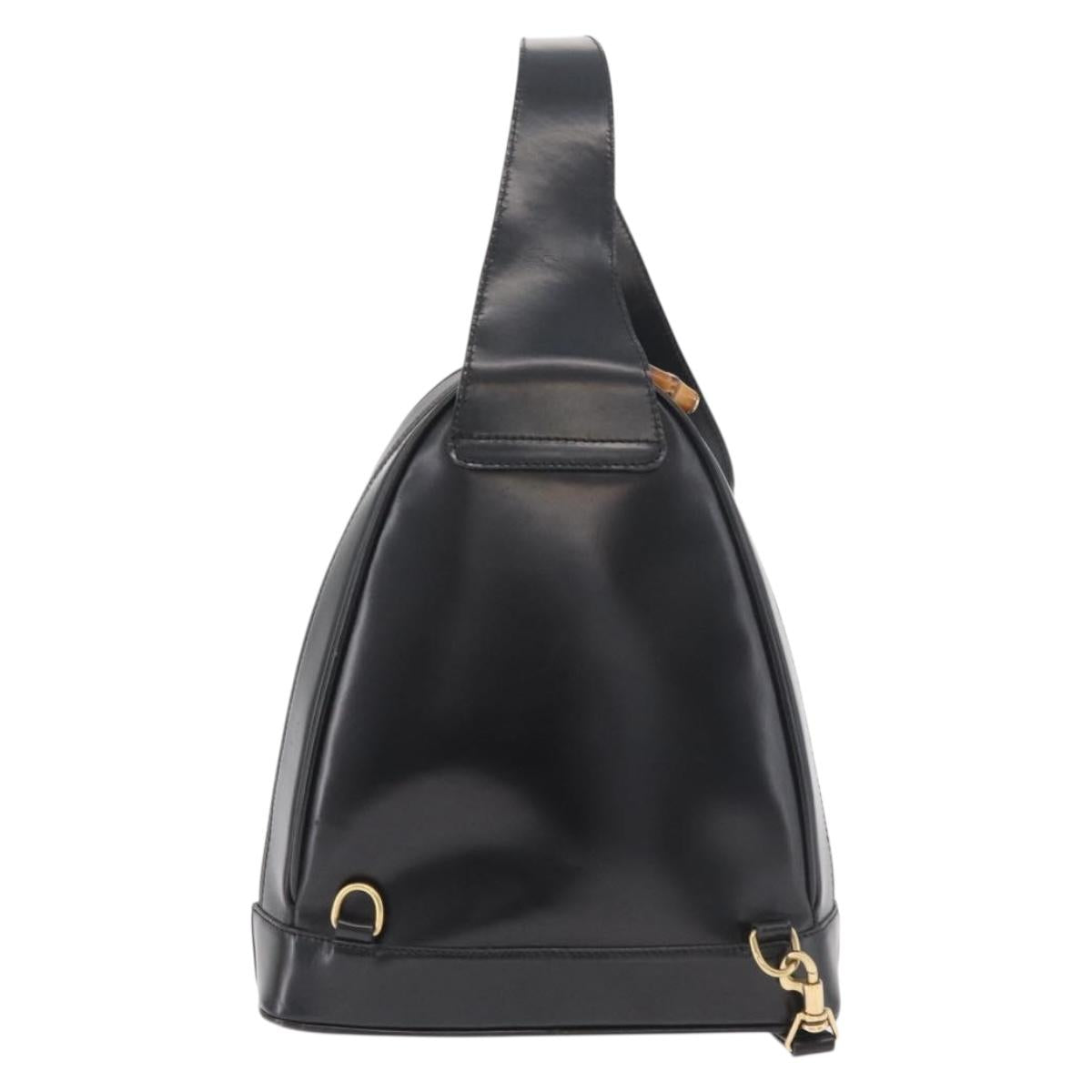 GUCCI Bamboo Body Bag Patent leather Brown Gold 003 3444 0127 Auth 182503