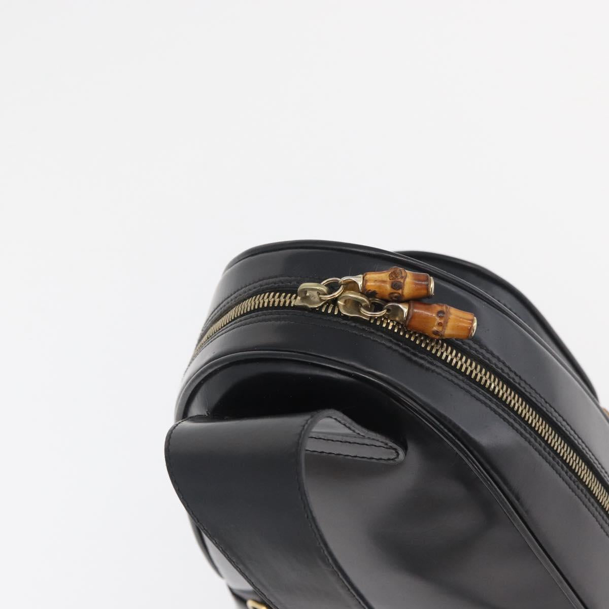 GUCCI Bamboo Body Bag Patent leather Brown Gold 003 3444 0127 Auth 182503