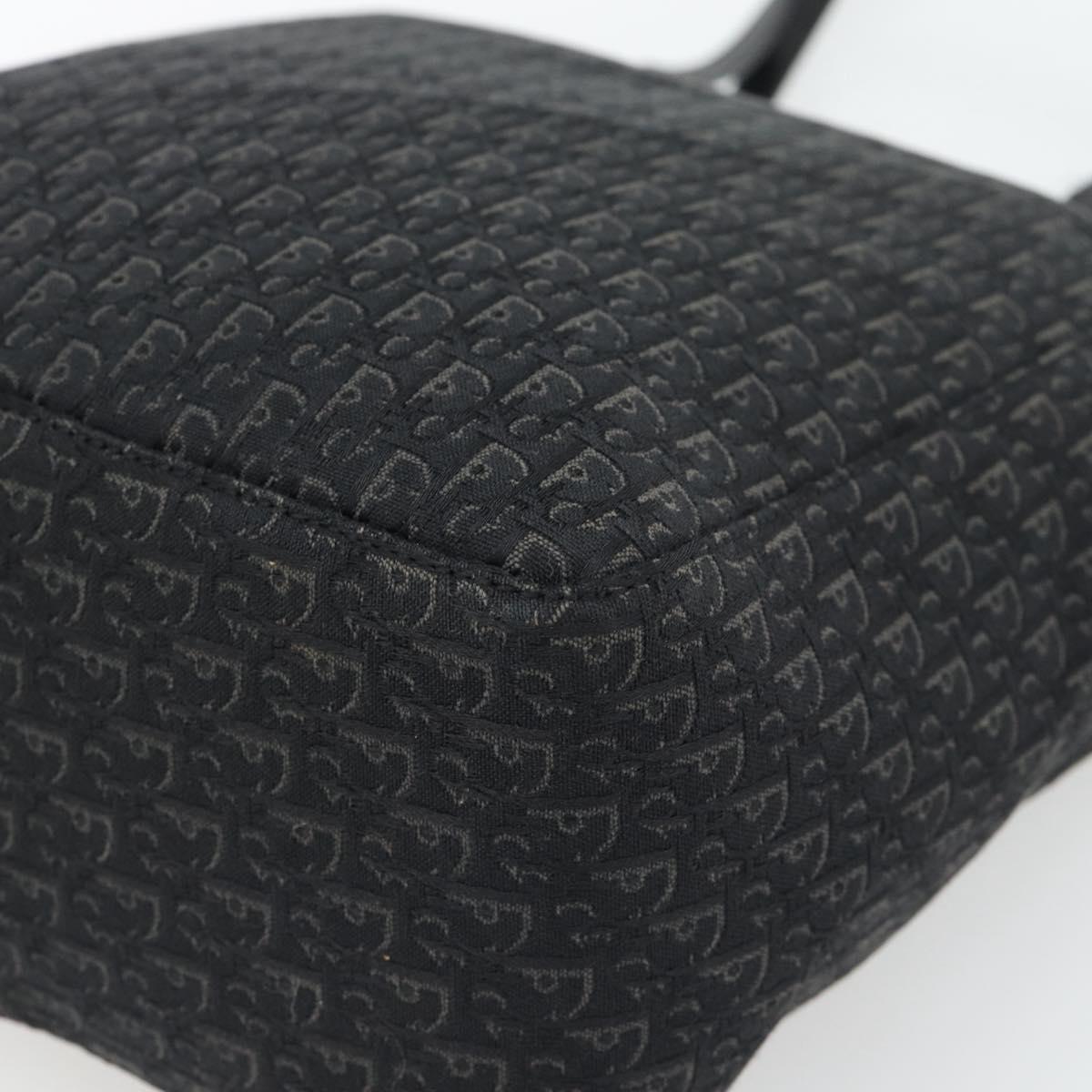 Christian Dior Trotter Canvas Shoulder Bag Black Silver Auth 182504A