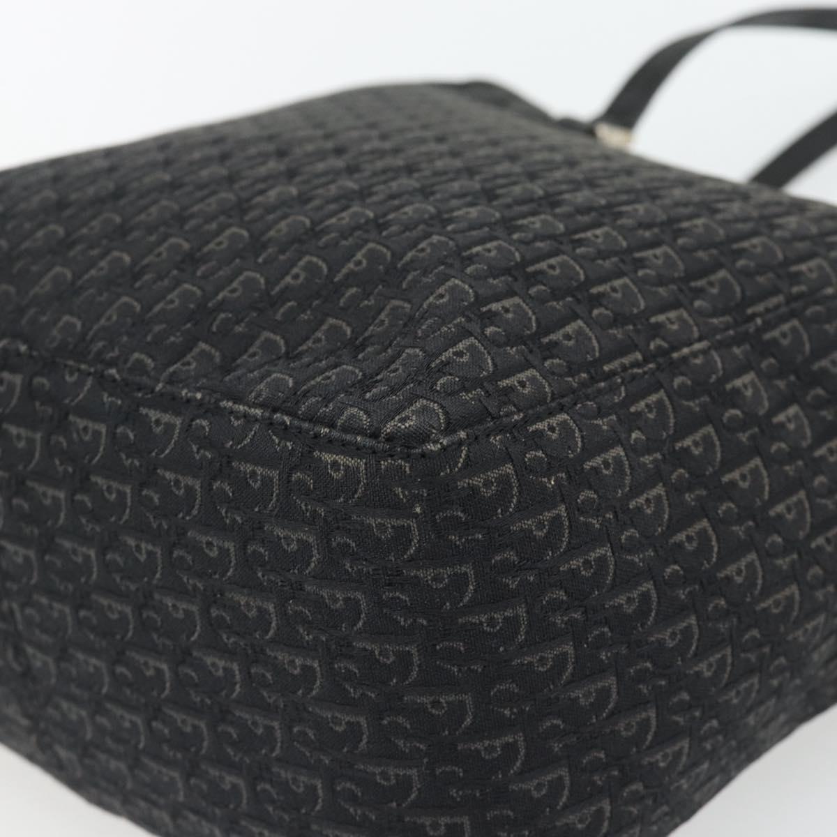Christian Dior Trotter Canvas Shoulder Bag Black Silver Auth 182504A
