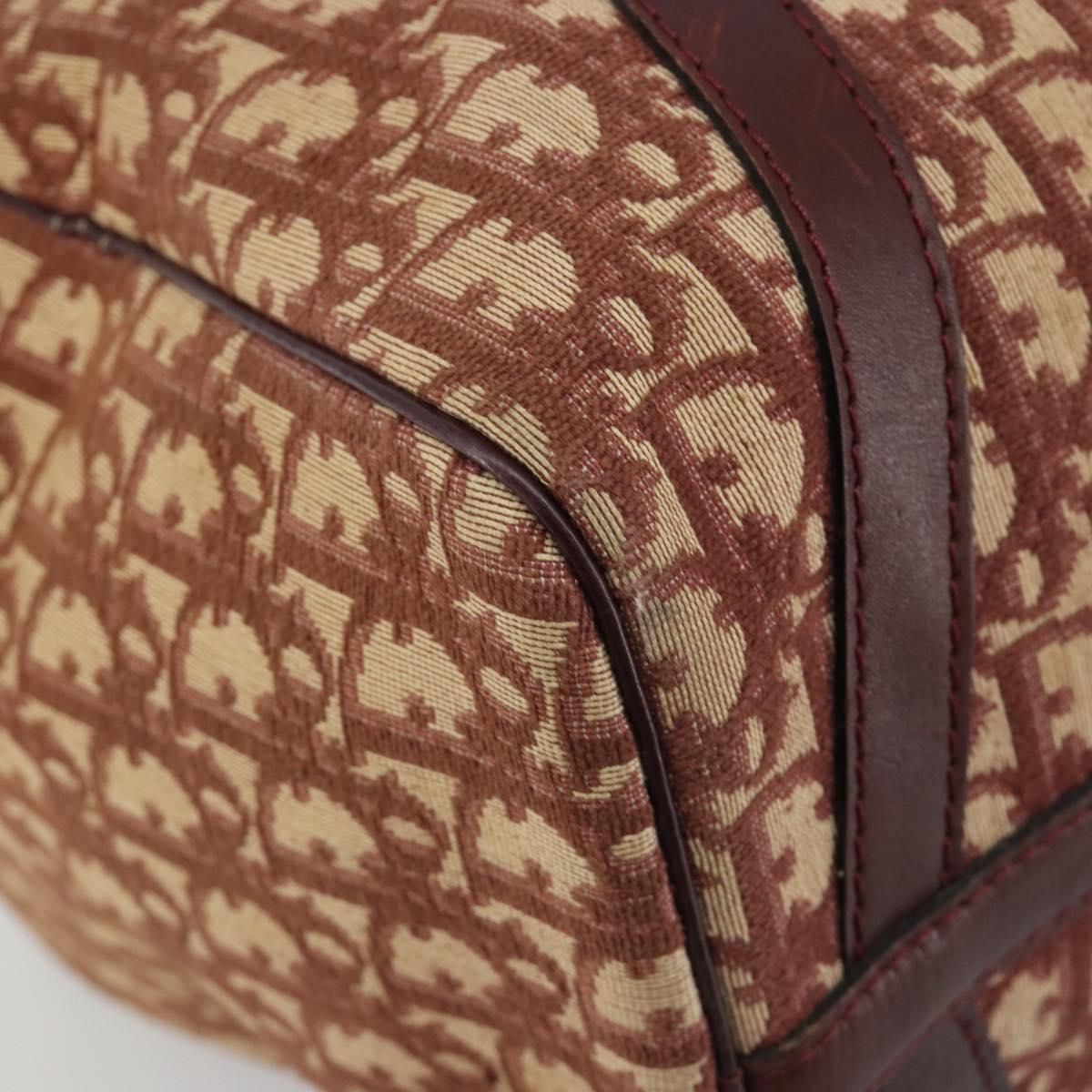 Christian Dior Trotter Canvas Boston Bag Beige Gold Auth 182507
