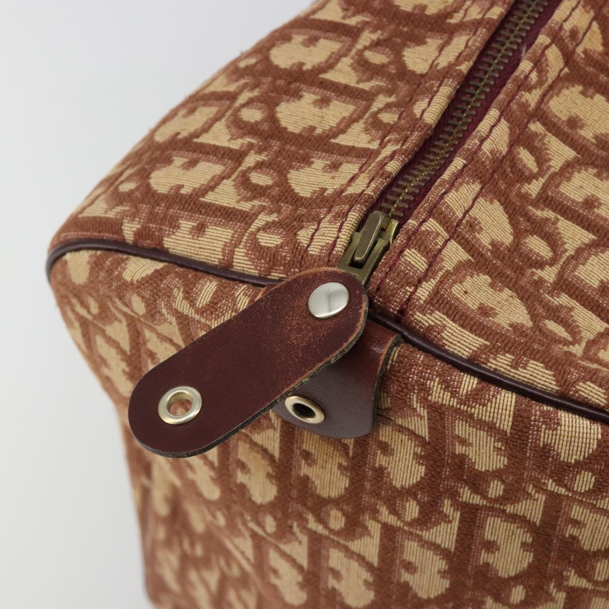 Christian Dior Trotter Canvas Boston Bag Beige Gold Auth 182507