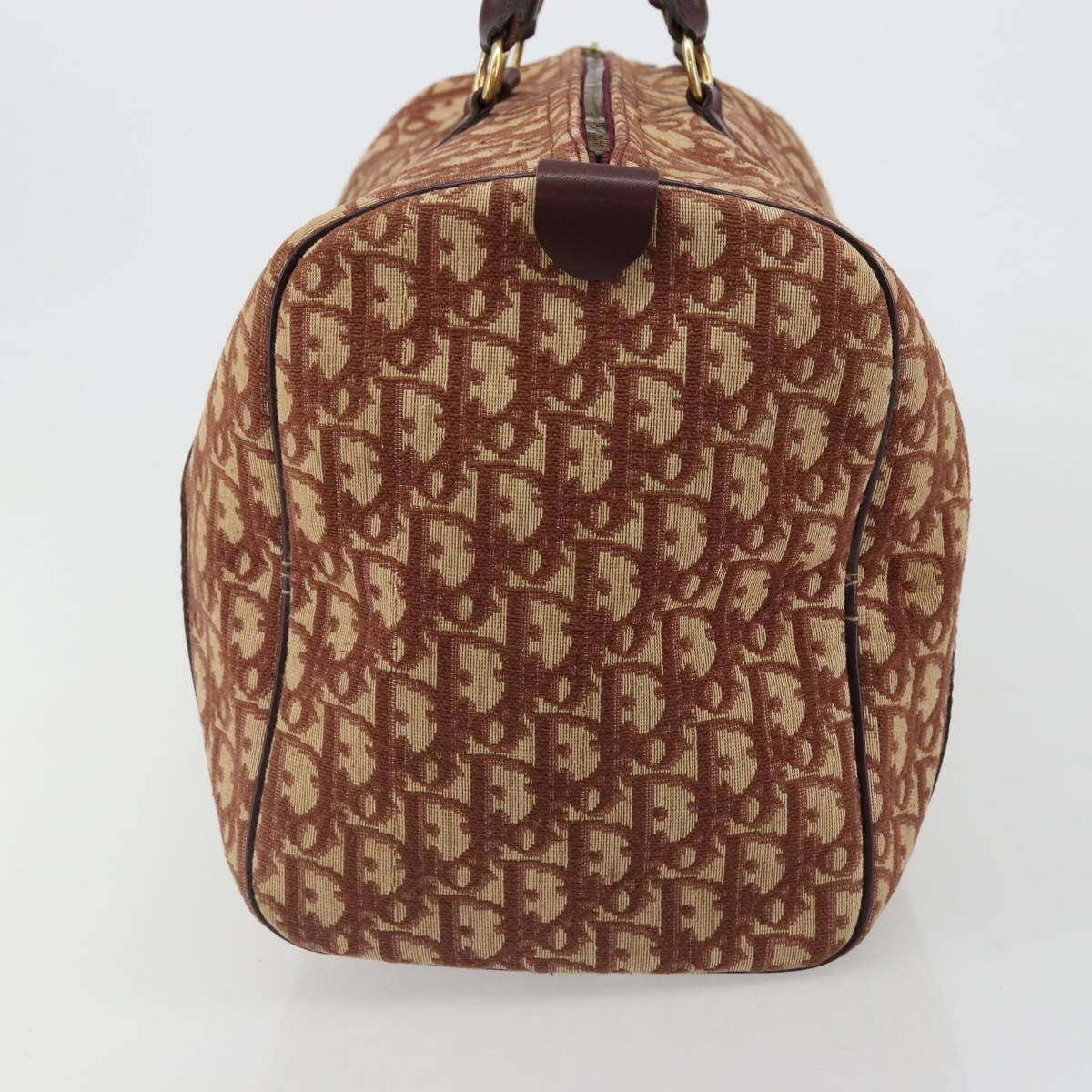 Christian Dior Trotter Canvas Boston Bag Beige Gold Auth 182507