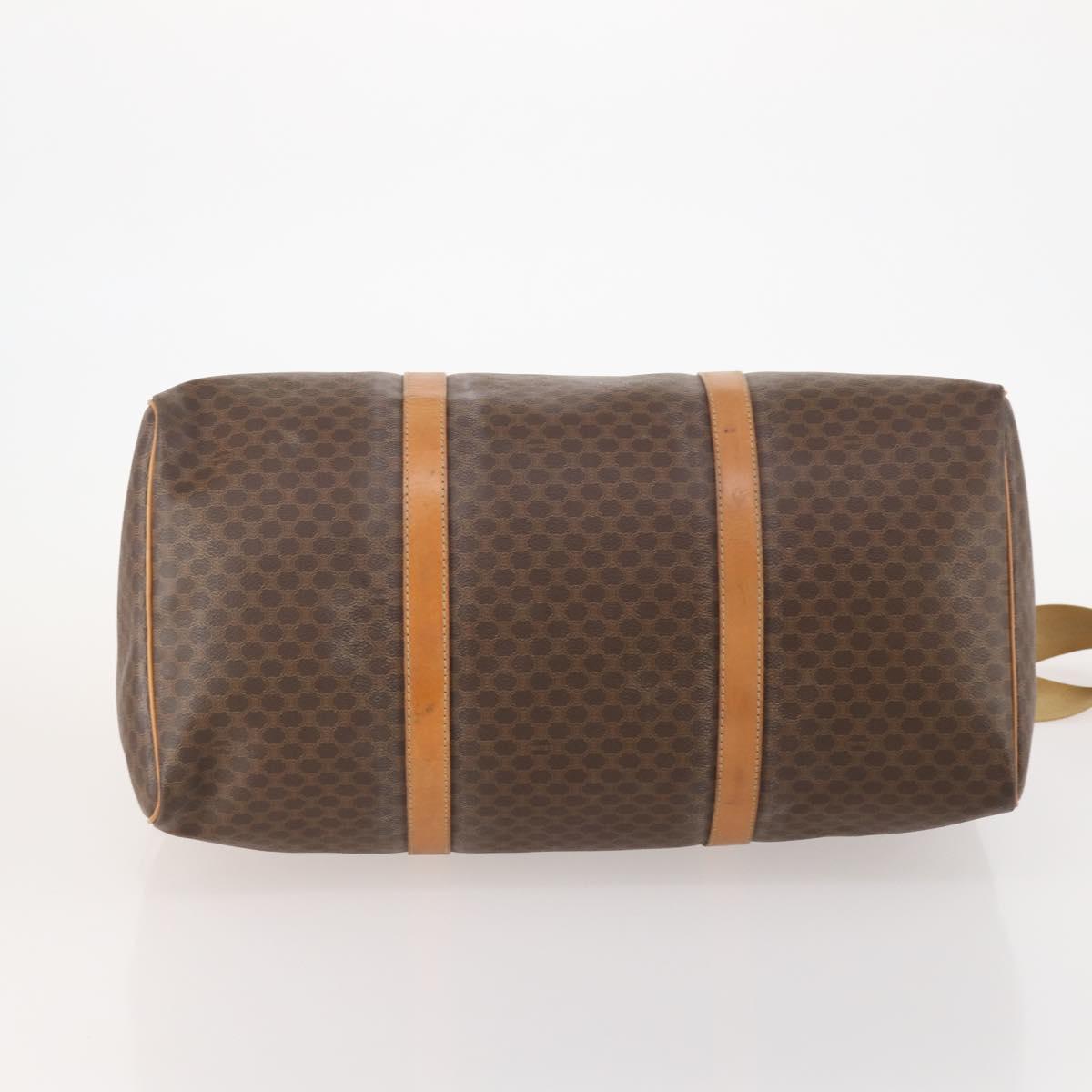 CELINE Macadam Canvas Boston Bag PVC Leather 2way Brown Gold Auth 182509