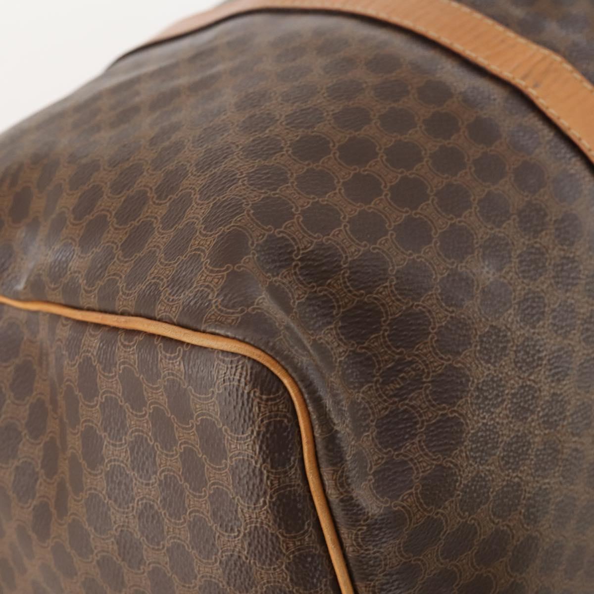 CELINE Macadam Canvas Boston Bag PVC Leather 2way Brown Gold Auth 182509