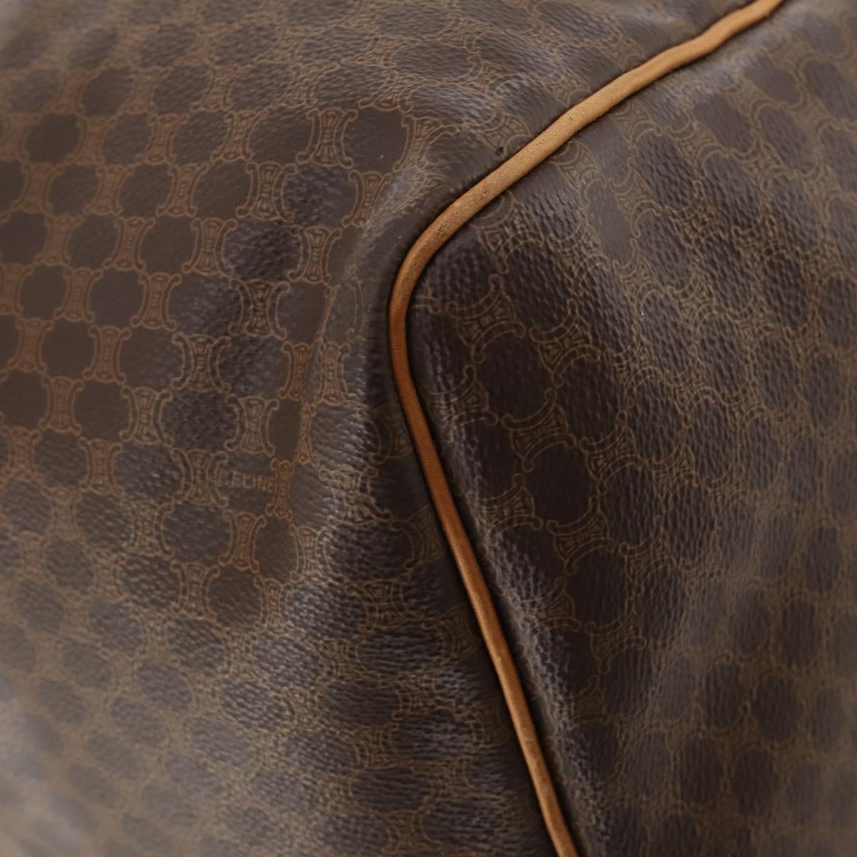 CELINE Macadam Canvas Boston Bag PVC Leather 2way Brown Gold Auth 182509