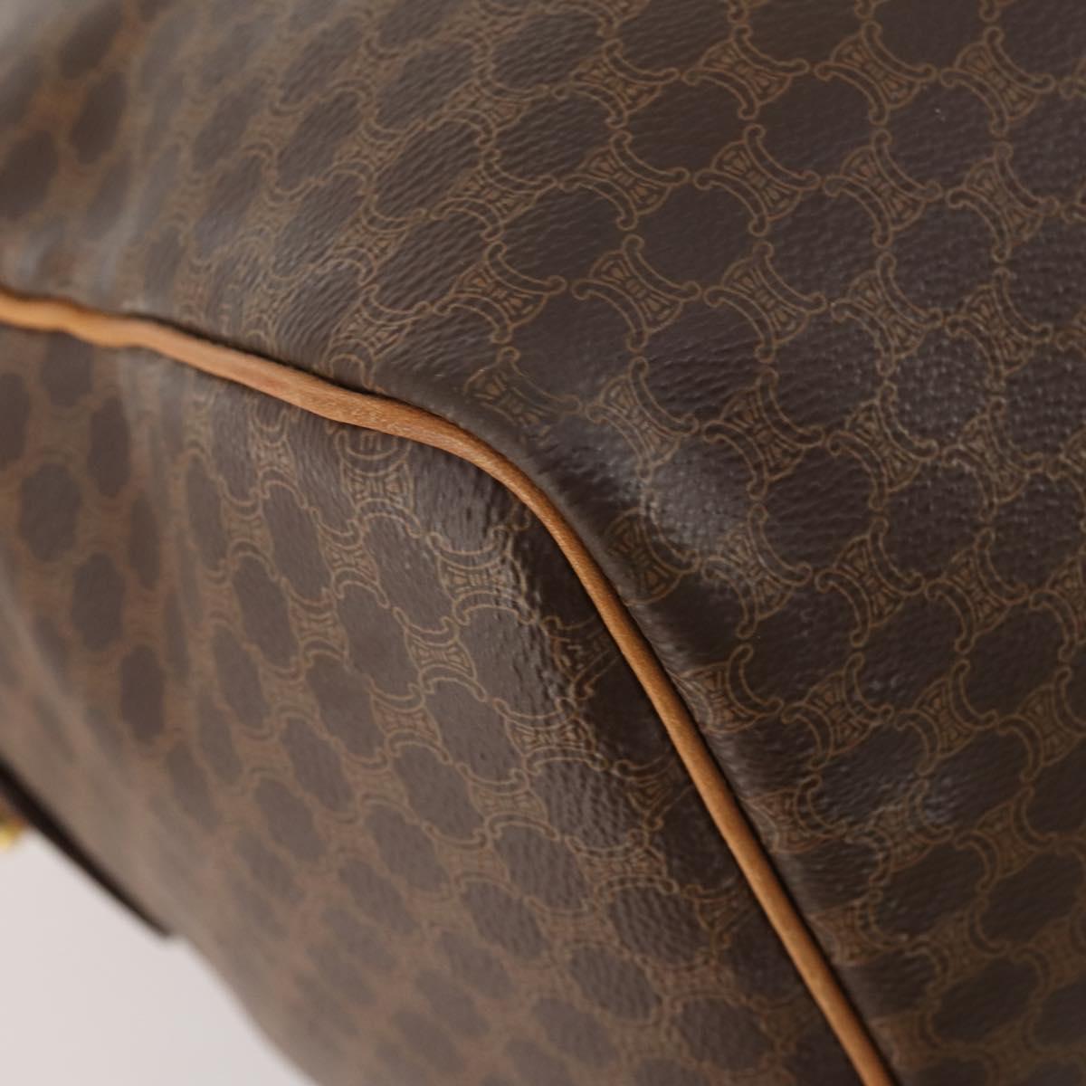 CELINE Macadam Canvas Boston Bag PVC Leather 2way Brown Gold Auth 182509