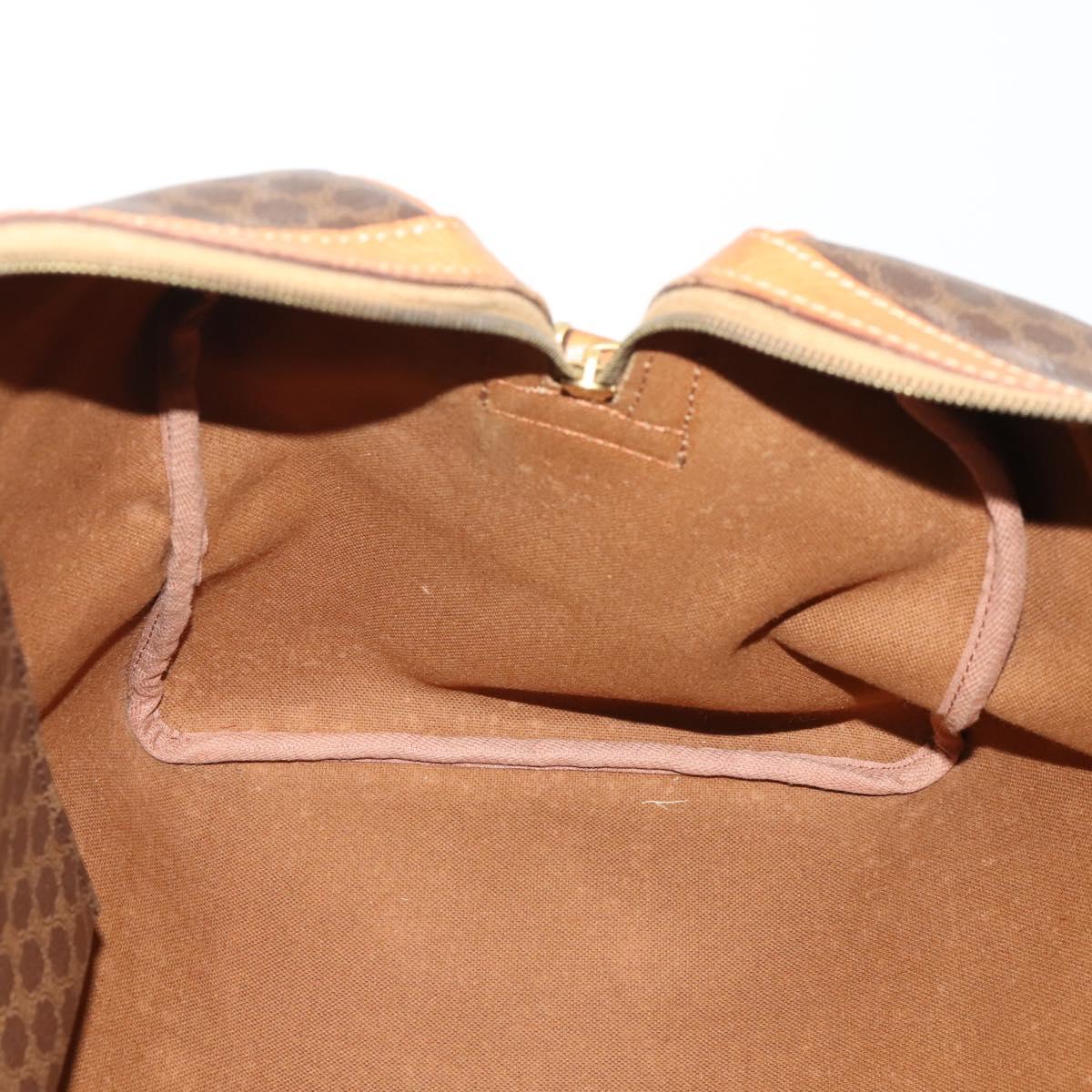 CELINE Macadam Canvas Boston Bag PVC Leather 2way Brown Gold Auth 182509