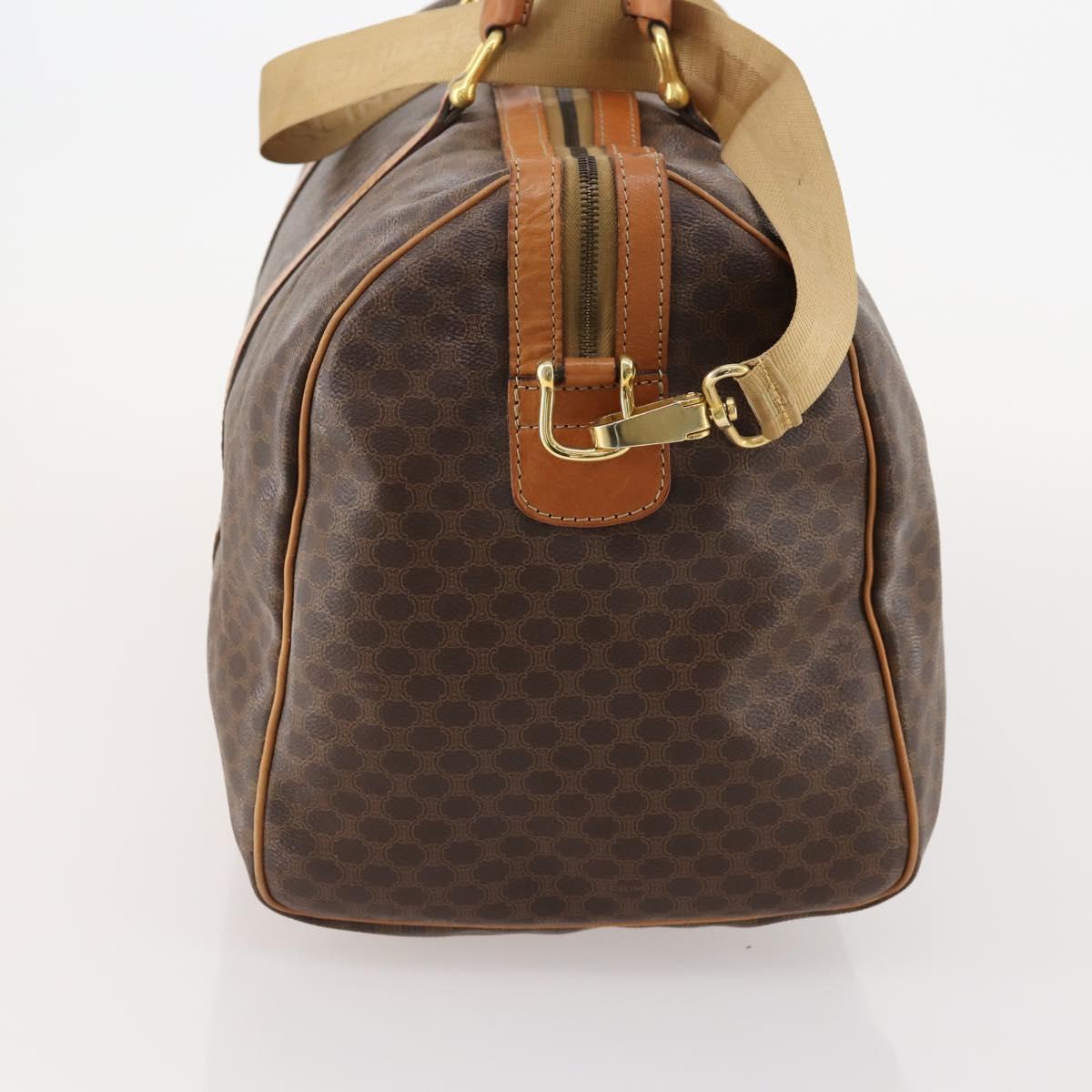 CELINE Macadam Canvas Boston Bag PVC Leather 2way Brown Gold Auth 182509