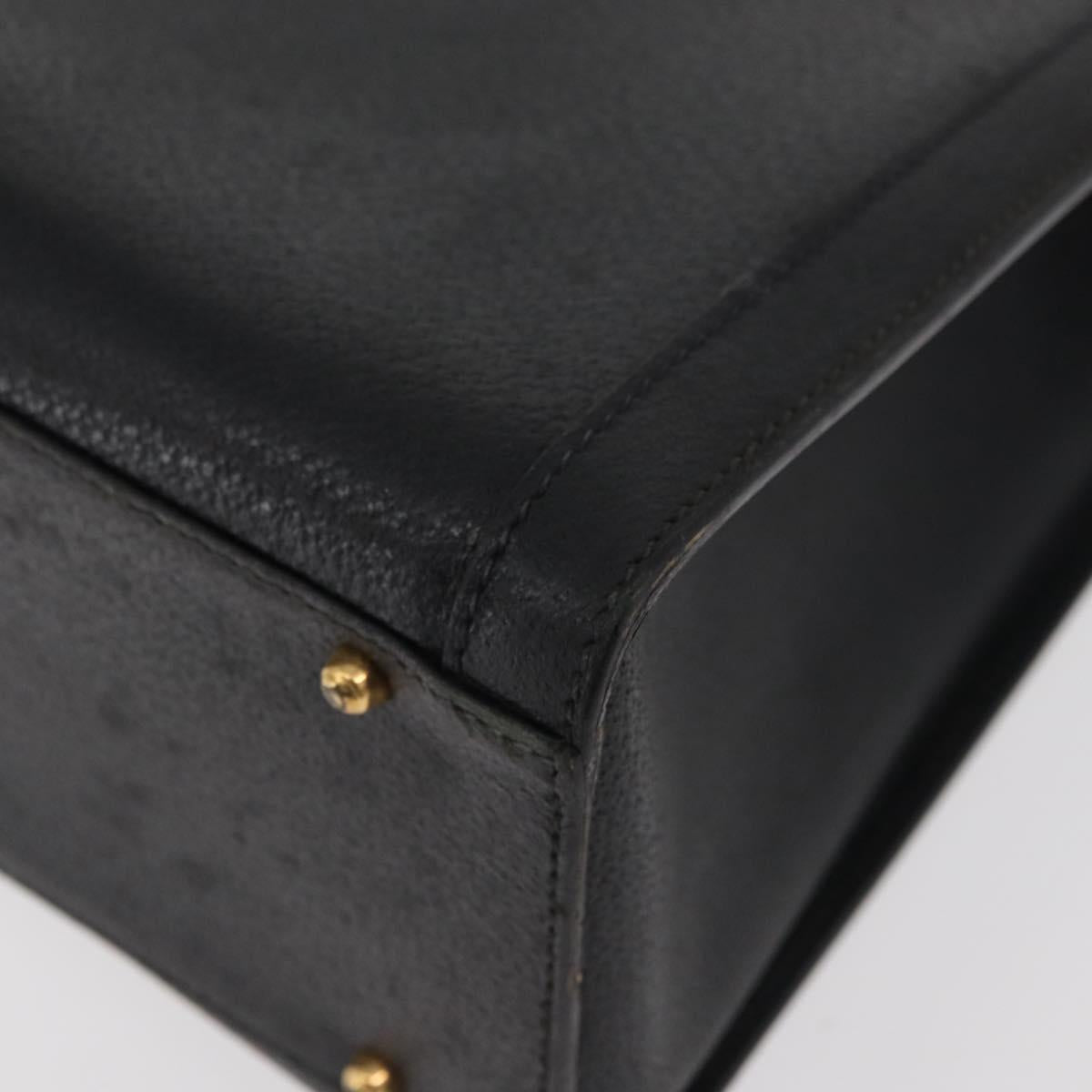 GUCCI Bamboo Hand Bag Leather Black Gold 002 2865 0260 Auth 182512