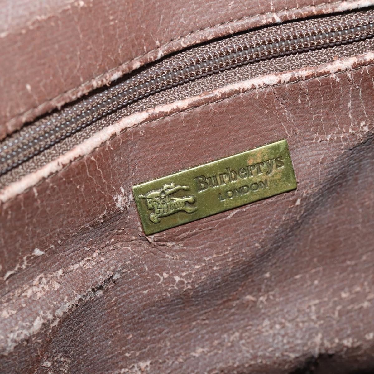 Burberrys Nova Check Boston Bag PVC Leather 2way Beige Gold Auth 182513