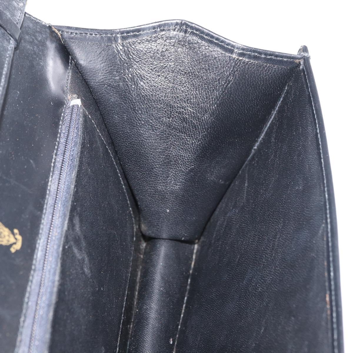 GUCCI Chain Shoulder Bag Leather Black Gold Auth 182515