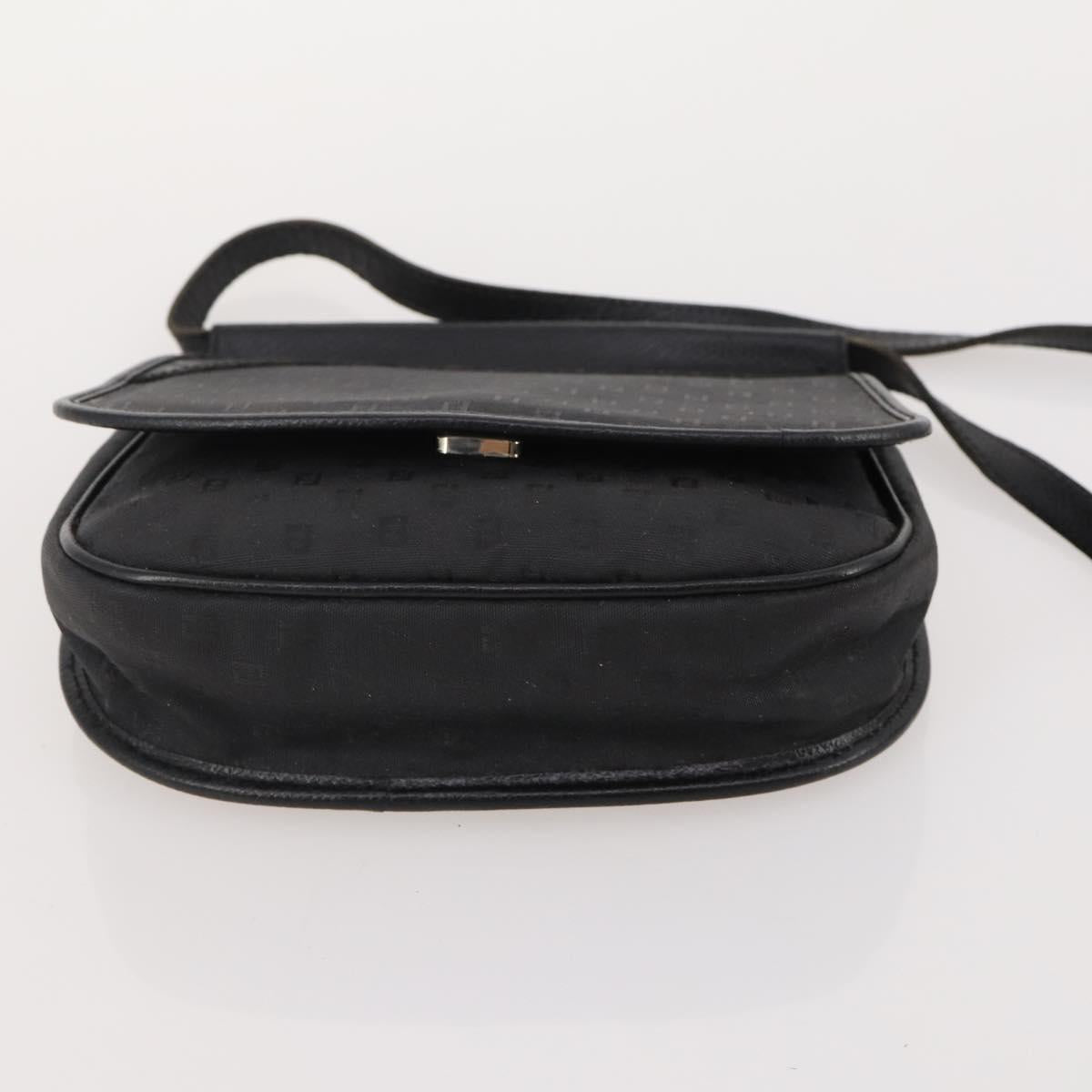 FENDI Zucchino Canvas Bag Coated Canvas 2 Set Black Beige Auth 182517
