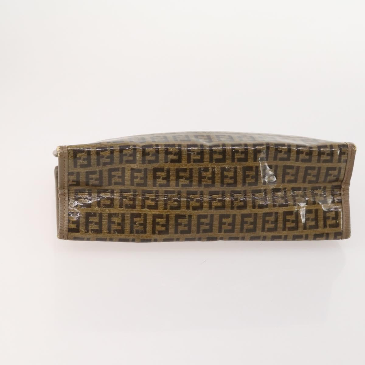 FENDI Zucchino Canvas Bag Coated Canvas 2 Set Black Beige Auth 182517