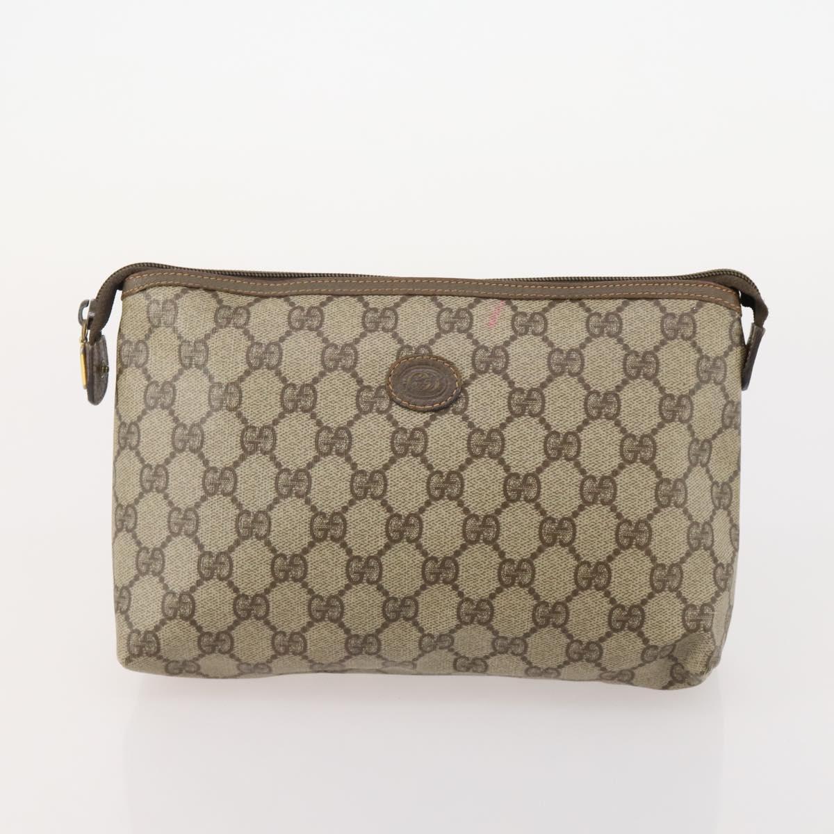 GUCCI GG Supreme Clutch Bag PVC 3 Set Beige Auth 182518