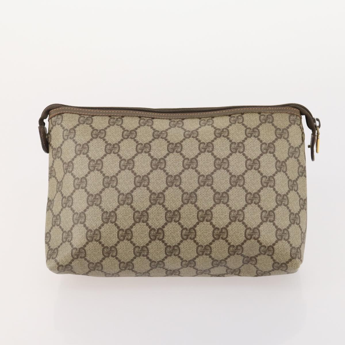 GUCCI GG Supreme Clutch Bag PVC 3 Set Beige Auth 182518